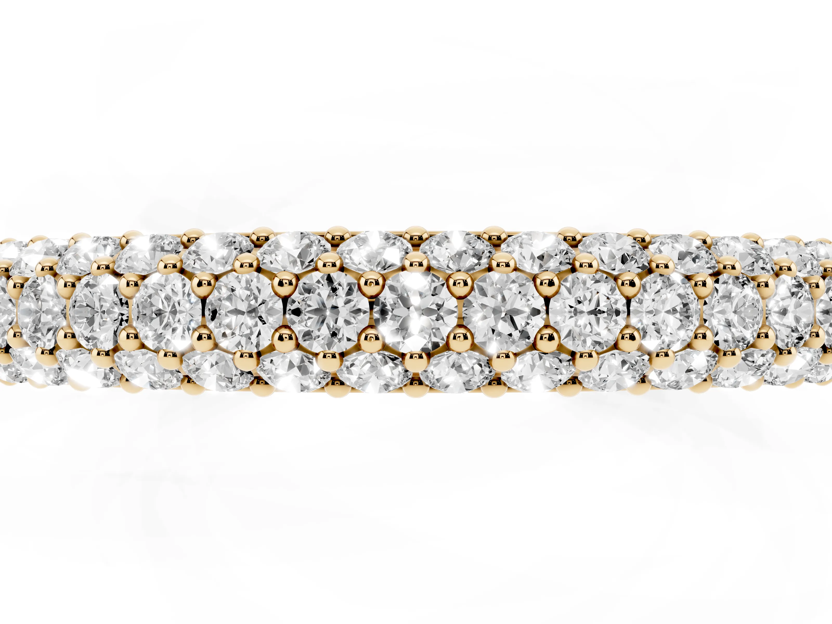 Round Diamond Pavé Eternity Band Set in Yellow gold with Full Circle Row