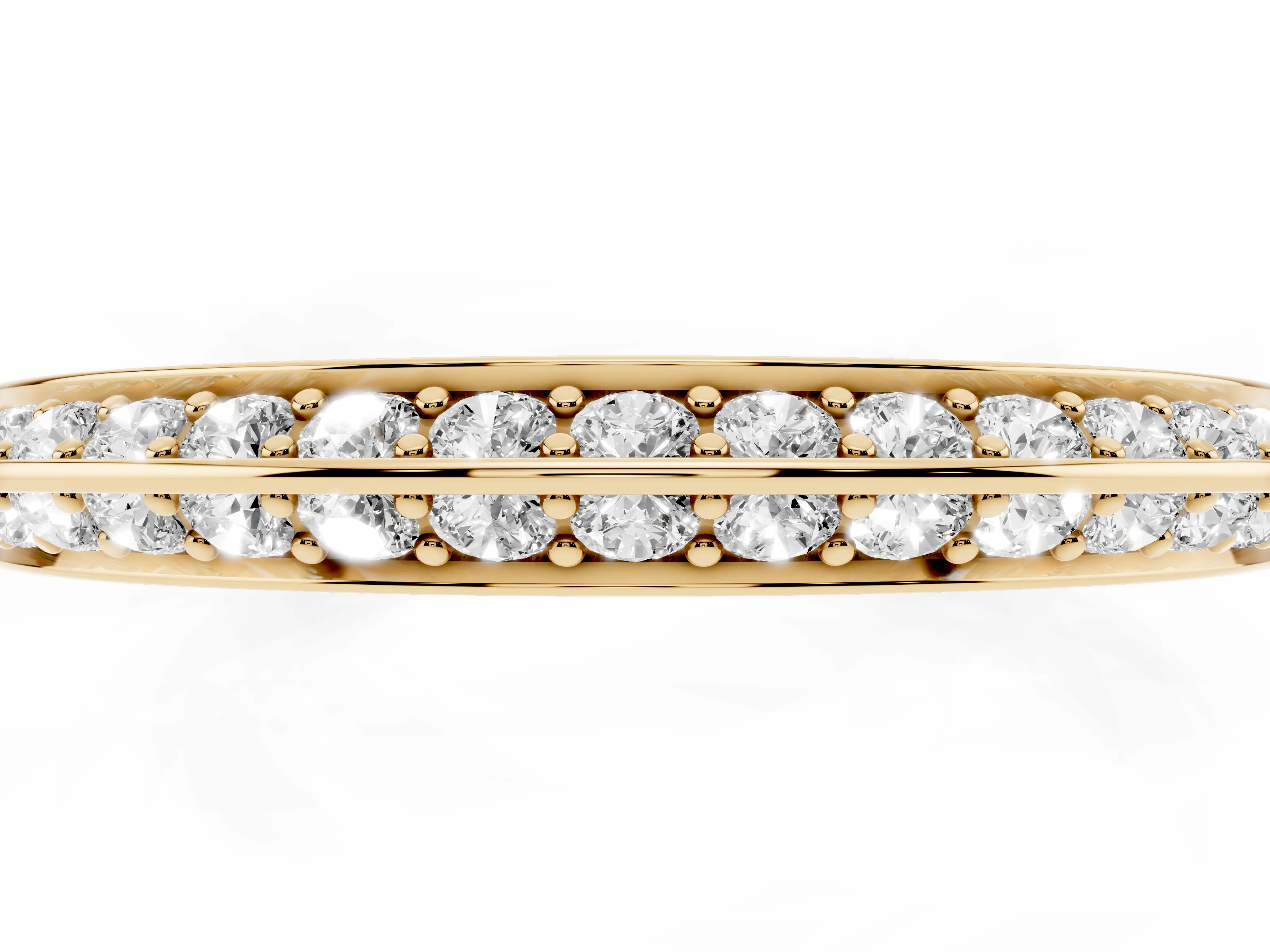 Round Diamond Double Row Pavé Eternity Band Set in Yellow gold with Channel Setting