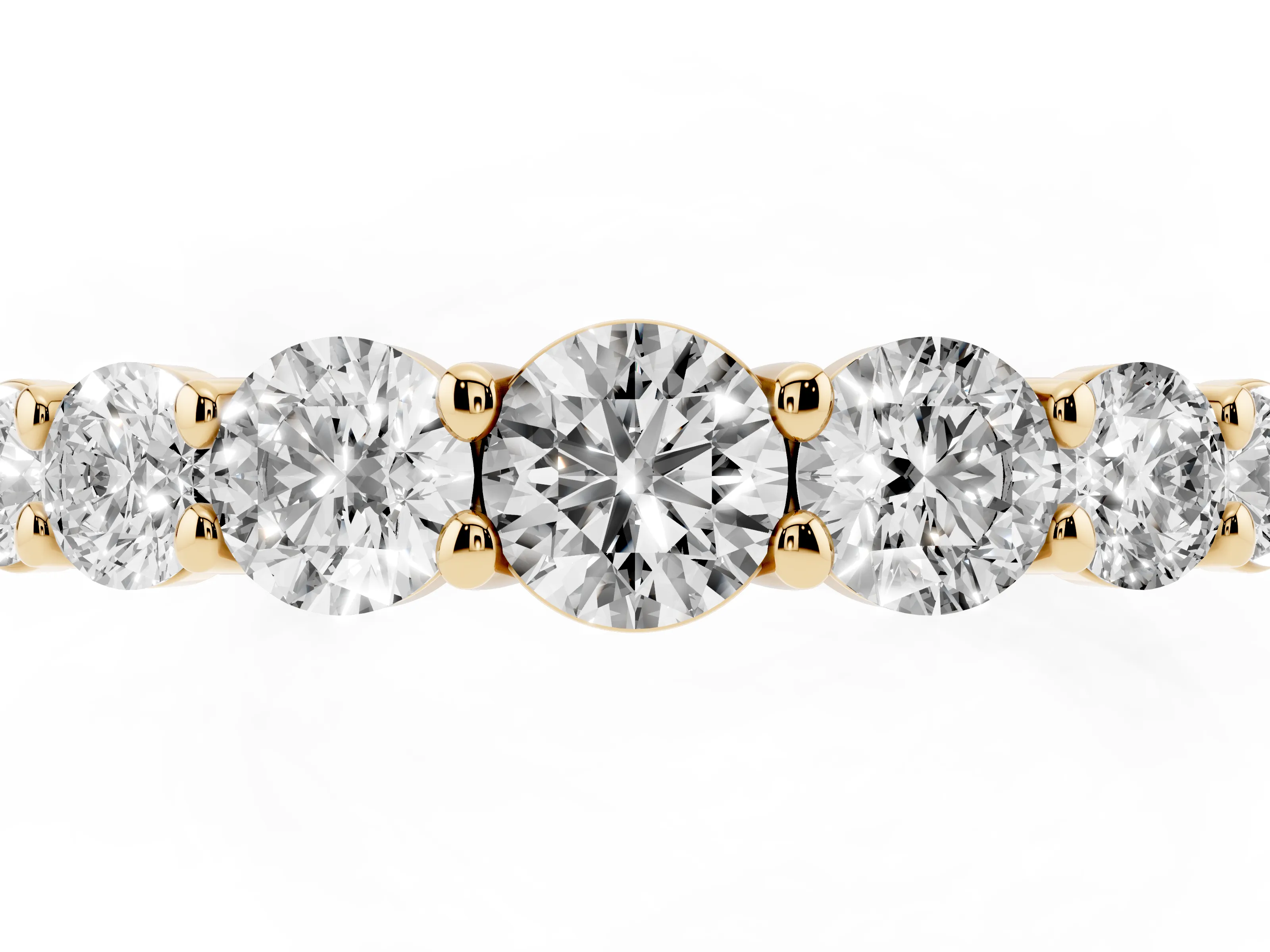 Round Diamond Half Eternity Stacking Band Set in Yellow gold with Prong Setting