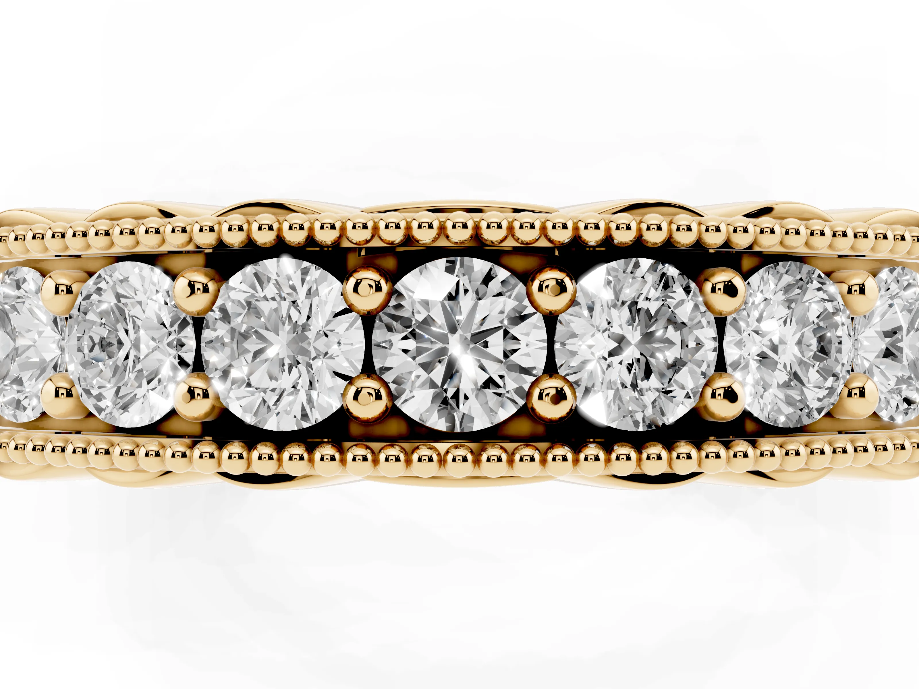 Round Diamond Full Circle Eternity Band Set in Yellow gold with Channel Setting