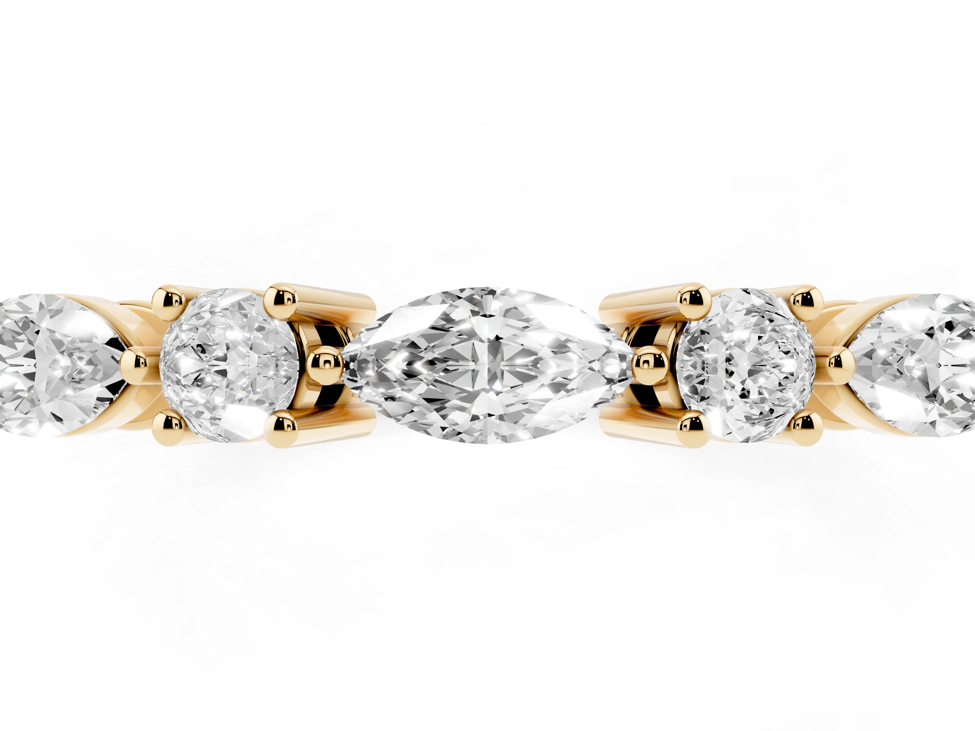 Round Diamond Five-Stone Half Eternity Band Set in Yellow gold with Prong Setting