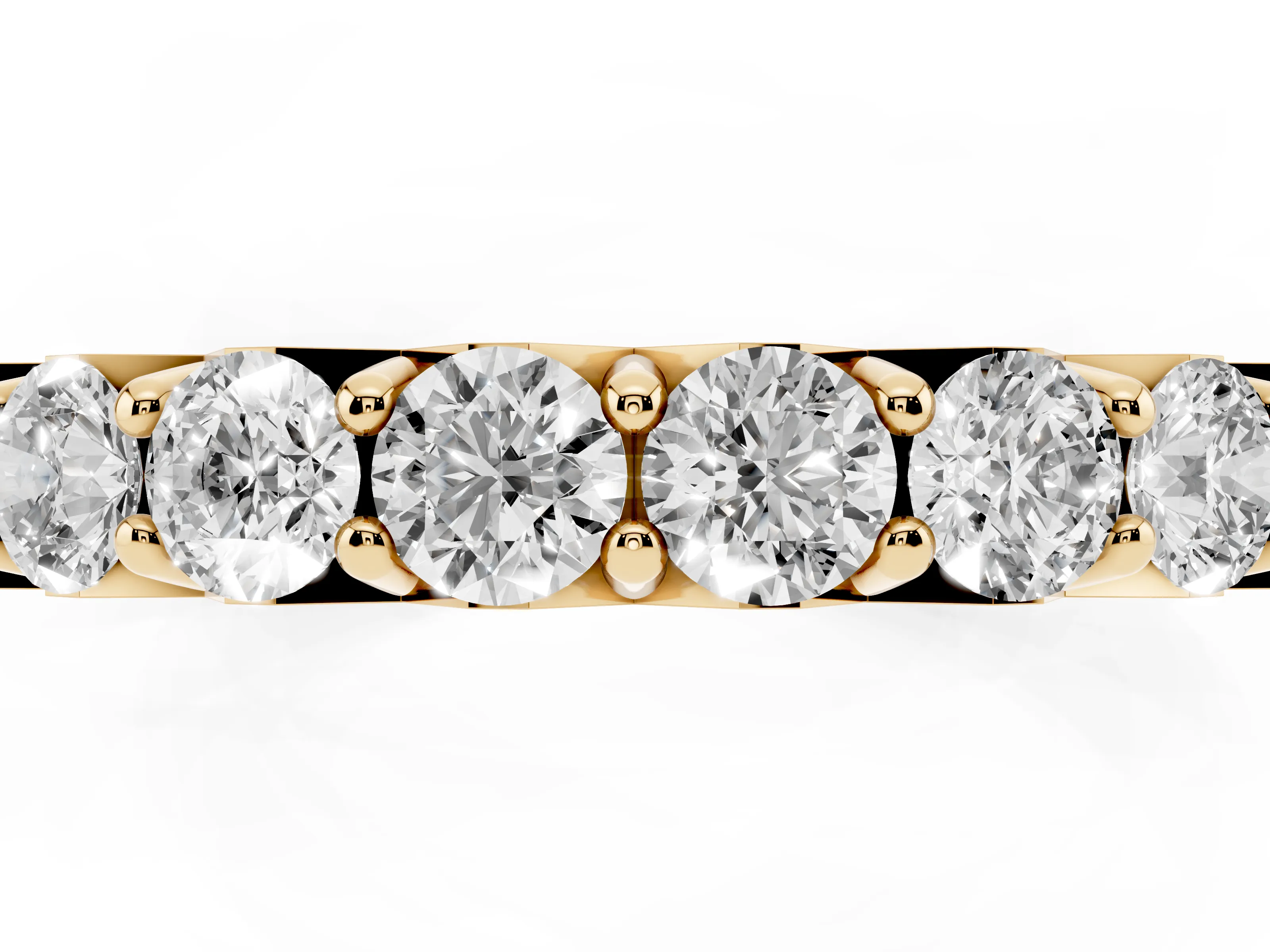 Round Diamond Half Eternity Band Set in Yellow gold with Classic Prong Setting