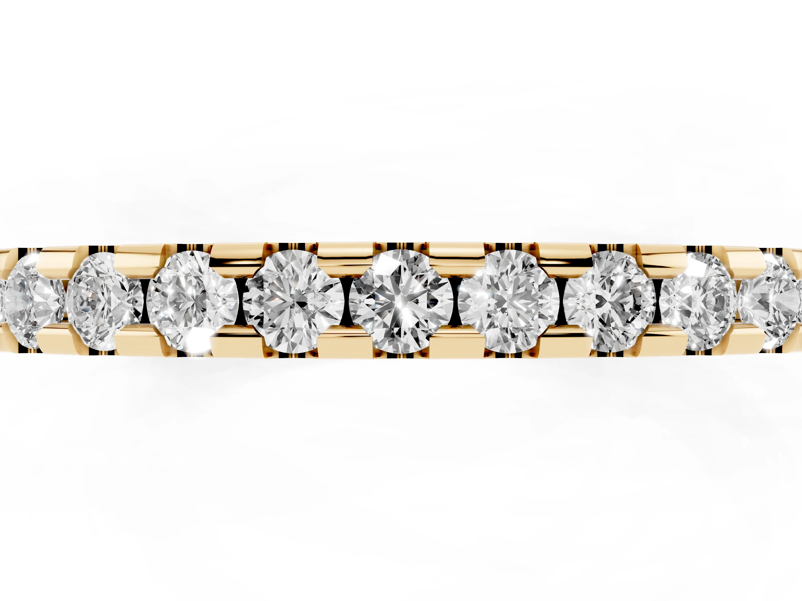 Round Diamond Eternity Band Set in Yellow gold with Pavé Micro Prong Setting