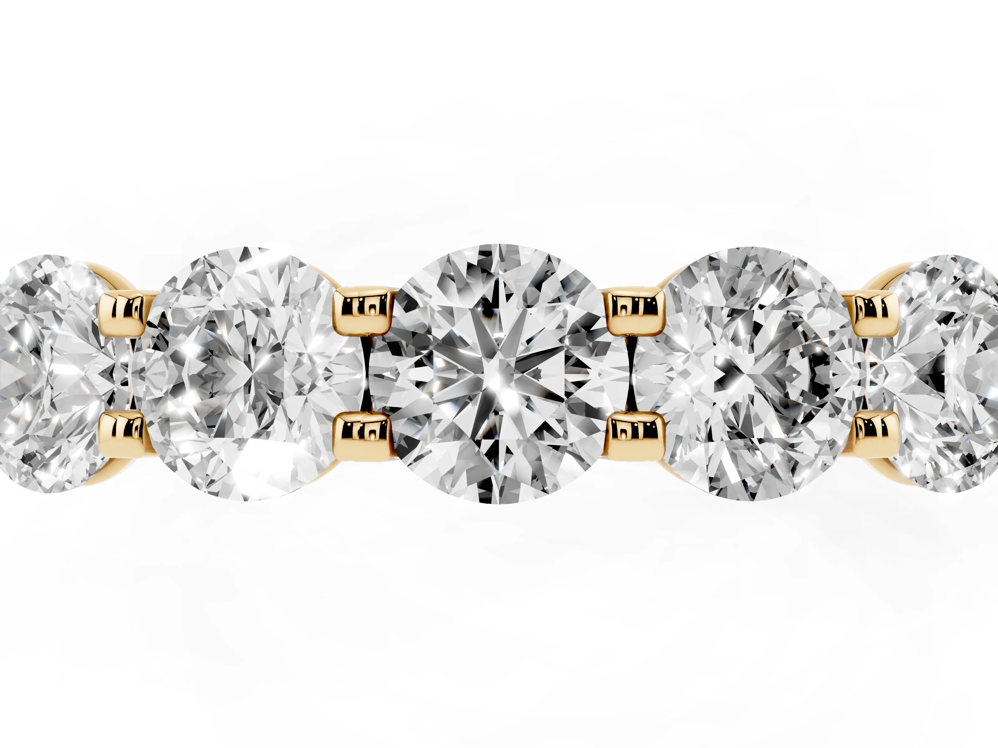 Round Diamond Five-Stone Band Set in Yellow gold with Straight Prong Row