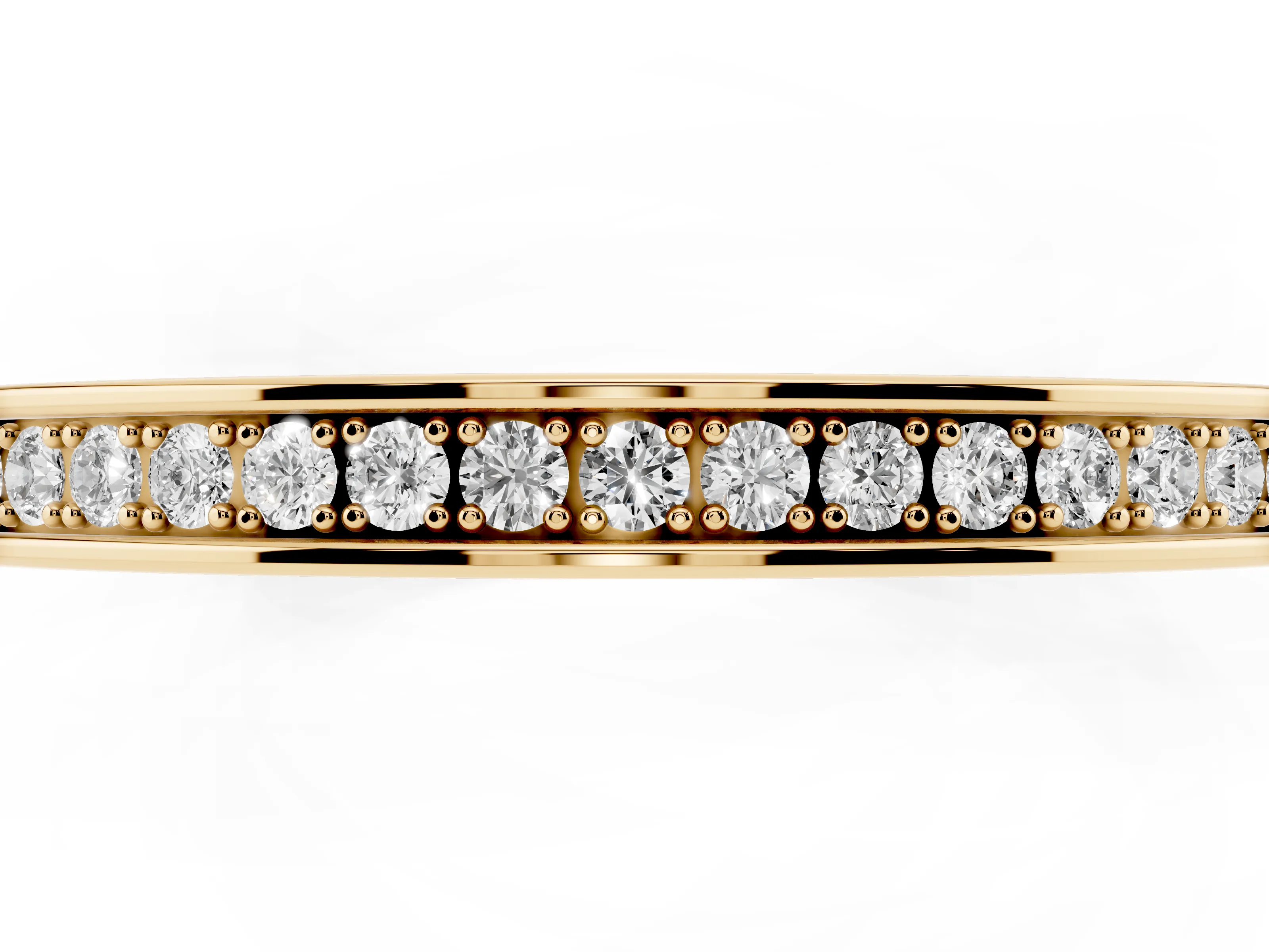Round Diamond Channel Band Set in Yellow gold with Milgrain Engraving
