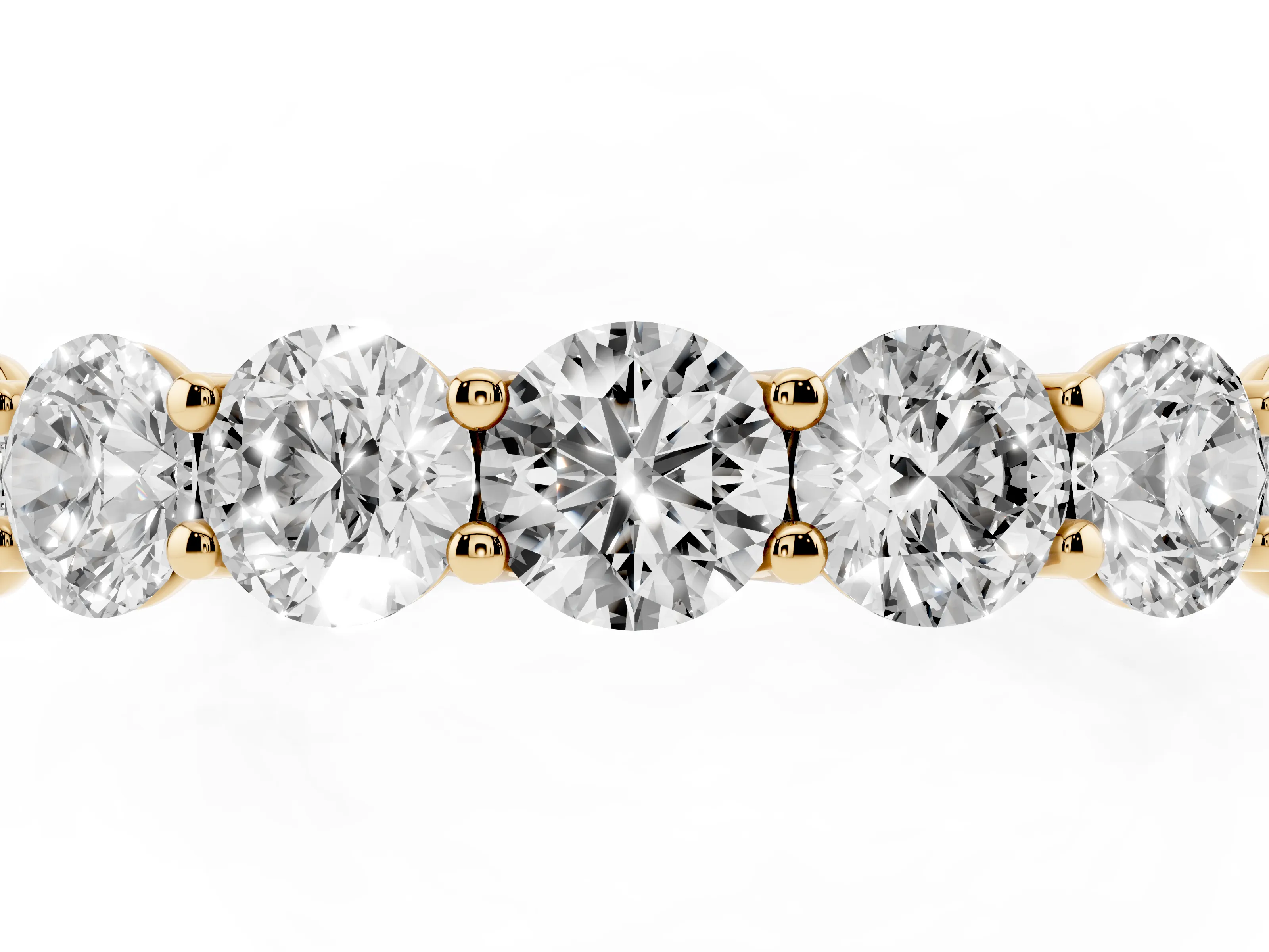 Round Diamond Shared Prong Eternity Band Set in Yellow gold