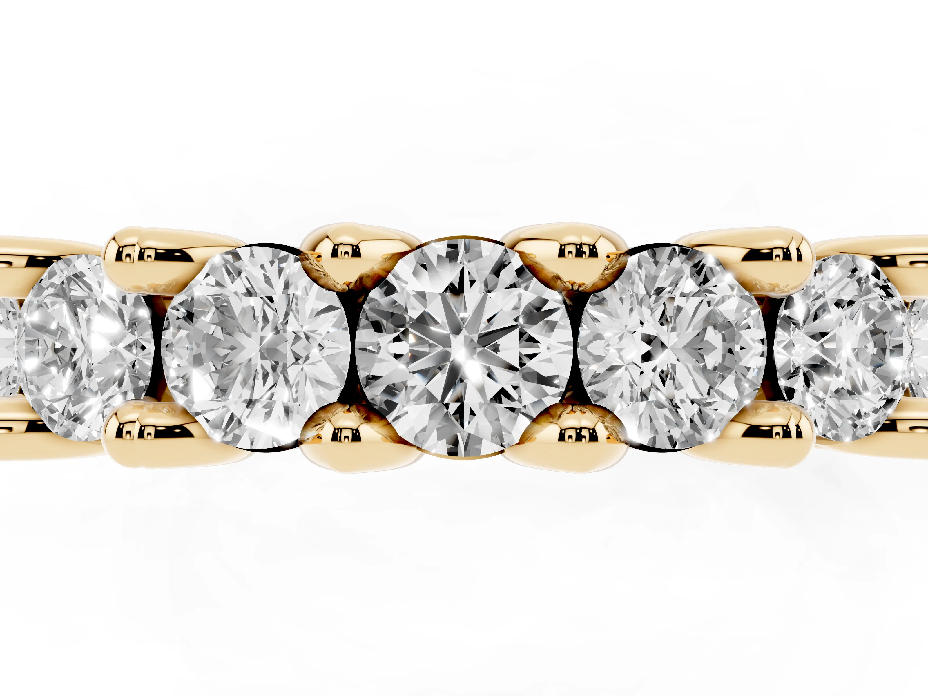 Round Diamond Half Eternity Band Set in Yellow gold with Secure Prong Setting