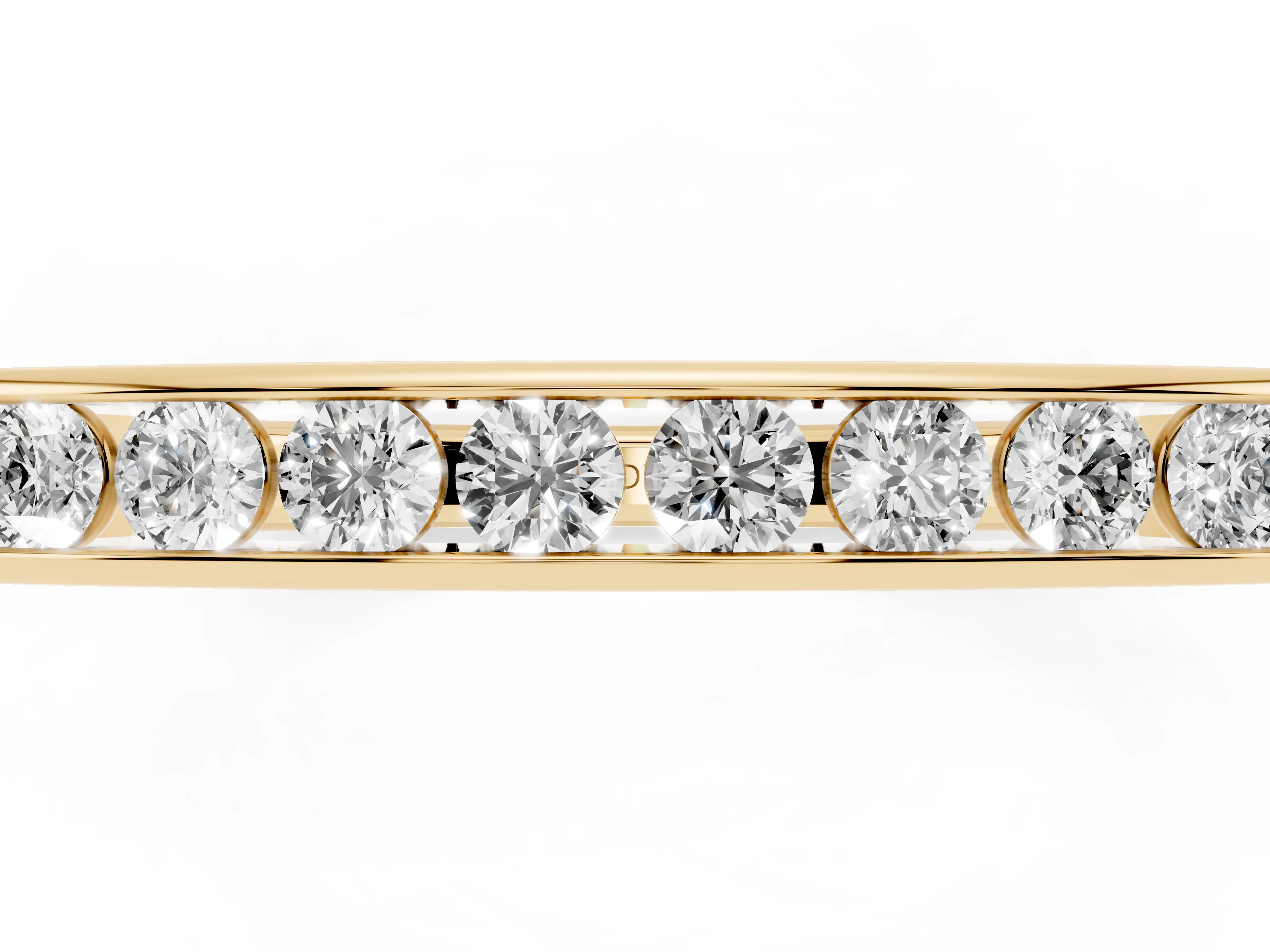 Round Diamond Flat Band Set in Yellow gold with Six-Stone Channel Setting
