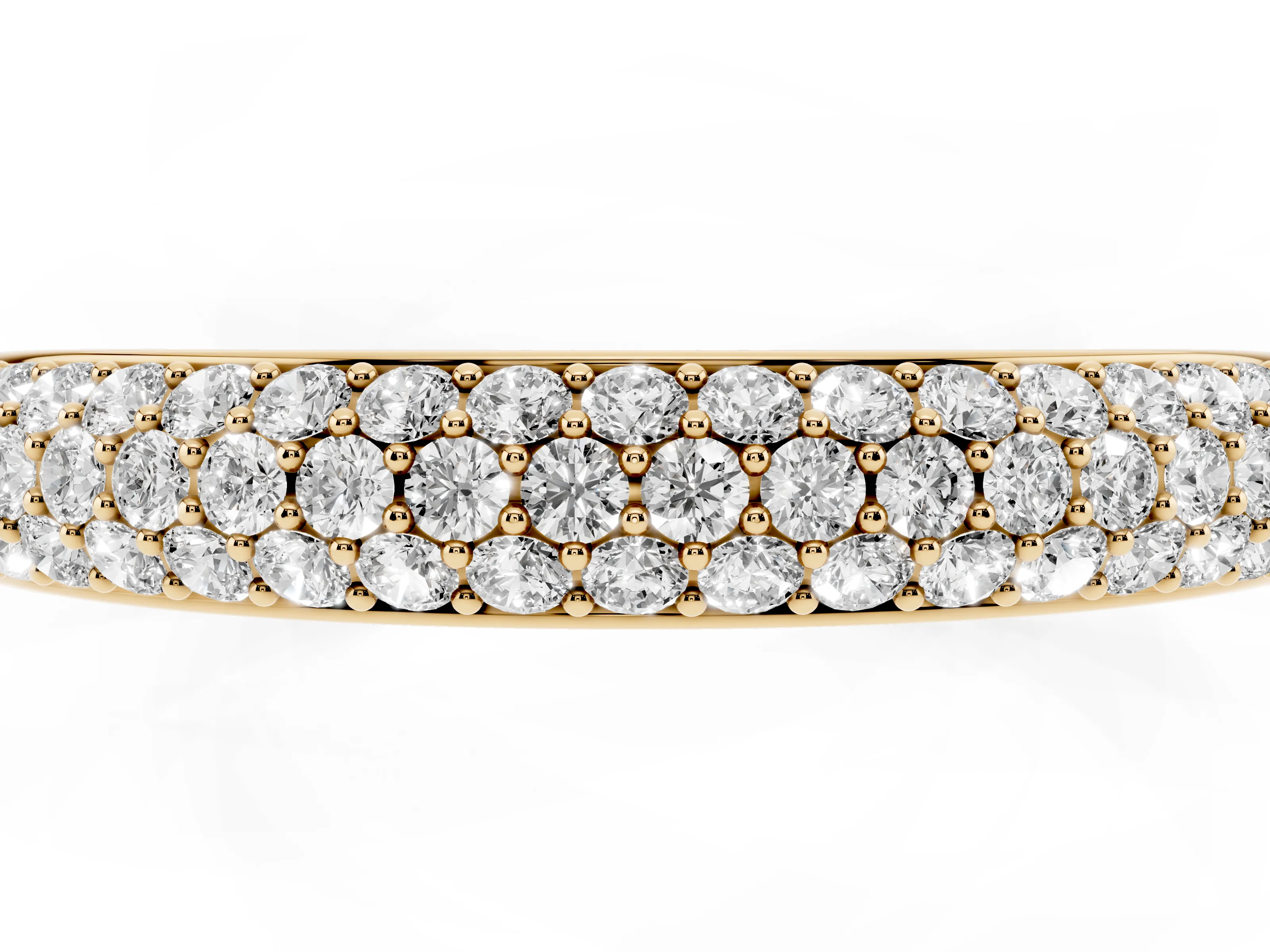 Round Diamond Pavé Eternity Band Set in Yellow gold with All-Around Stones