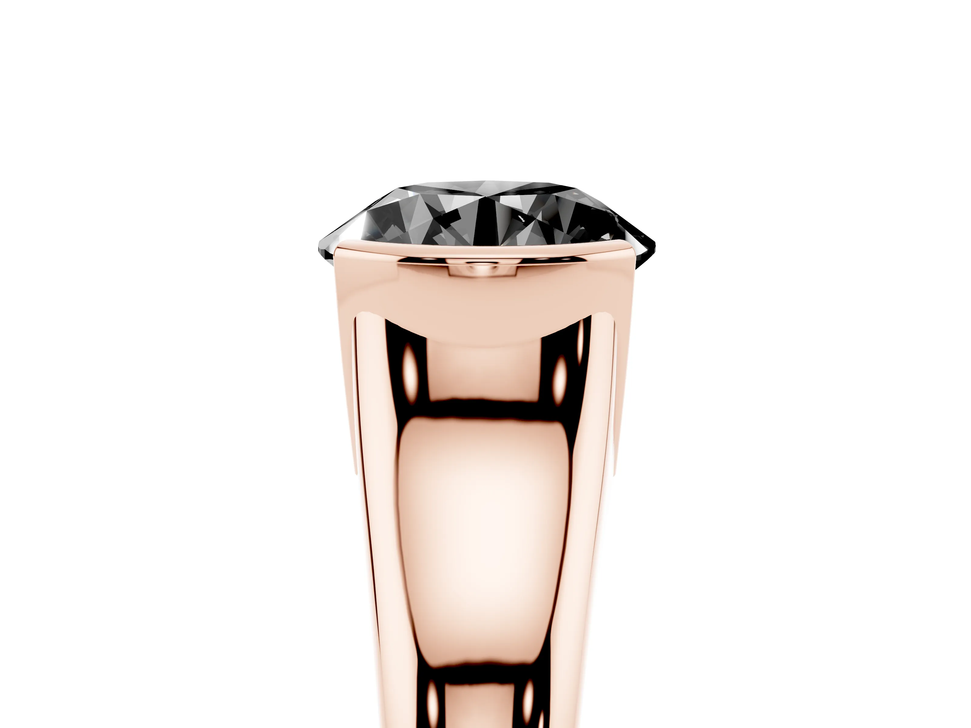 Fancy Black Round Cut Diamond Solitaire Tension Set Ring Set in Rose gold with Split Shank Band