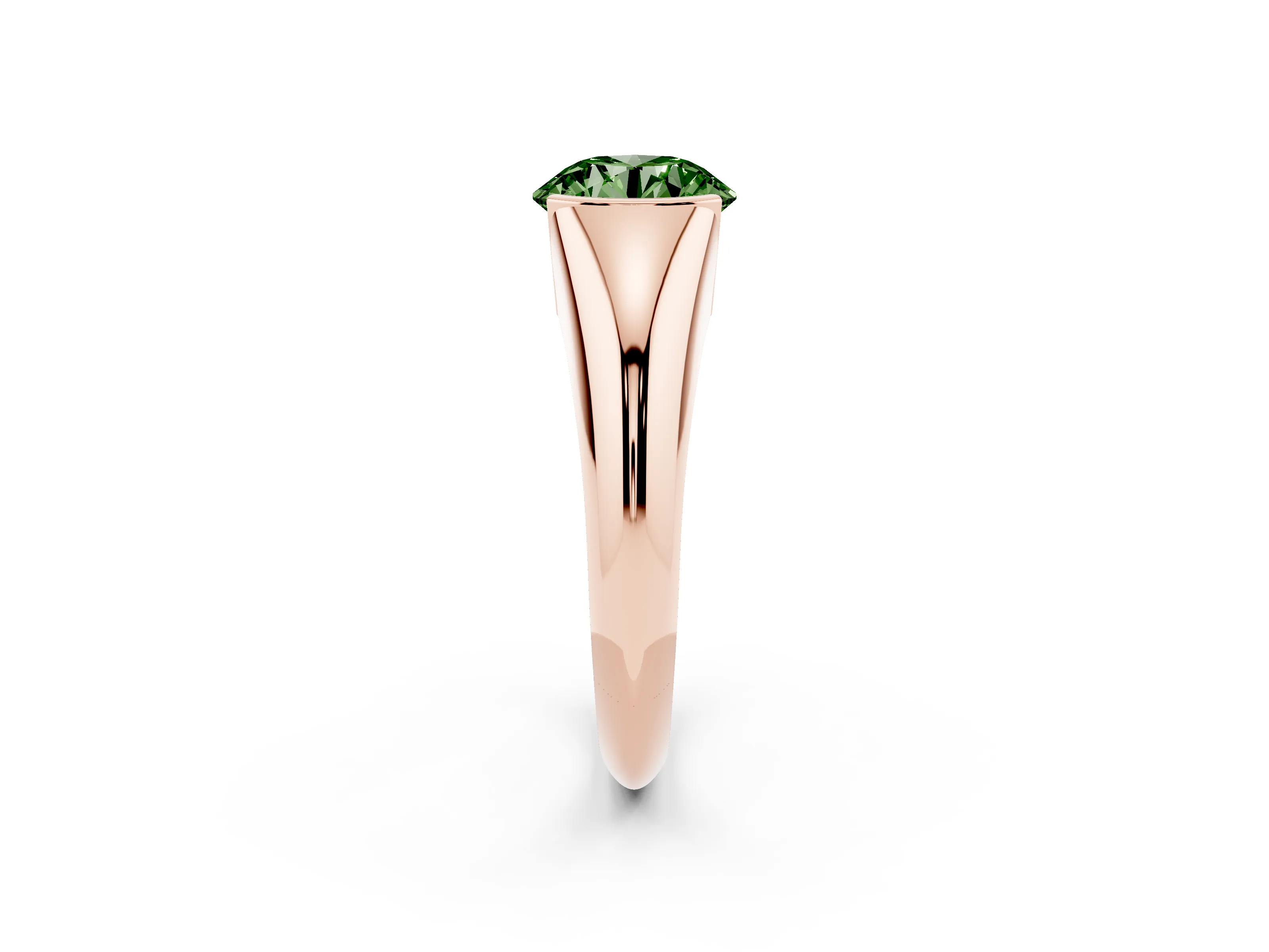 Fancy Green Round Cut Diamond Solitaire Tension Set Ring Set in Rose gold