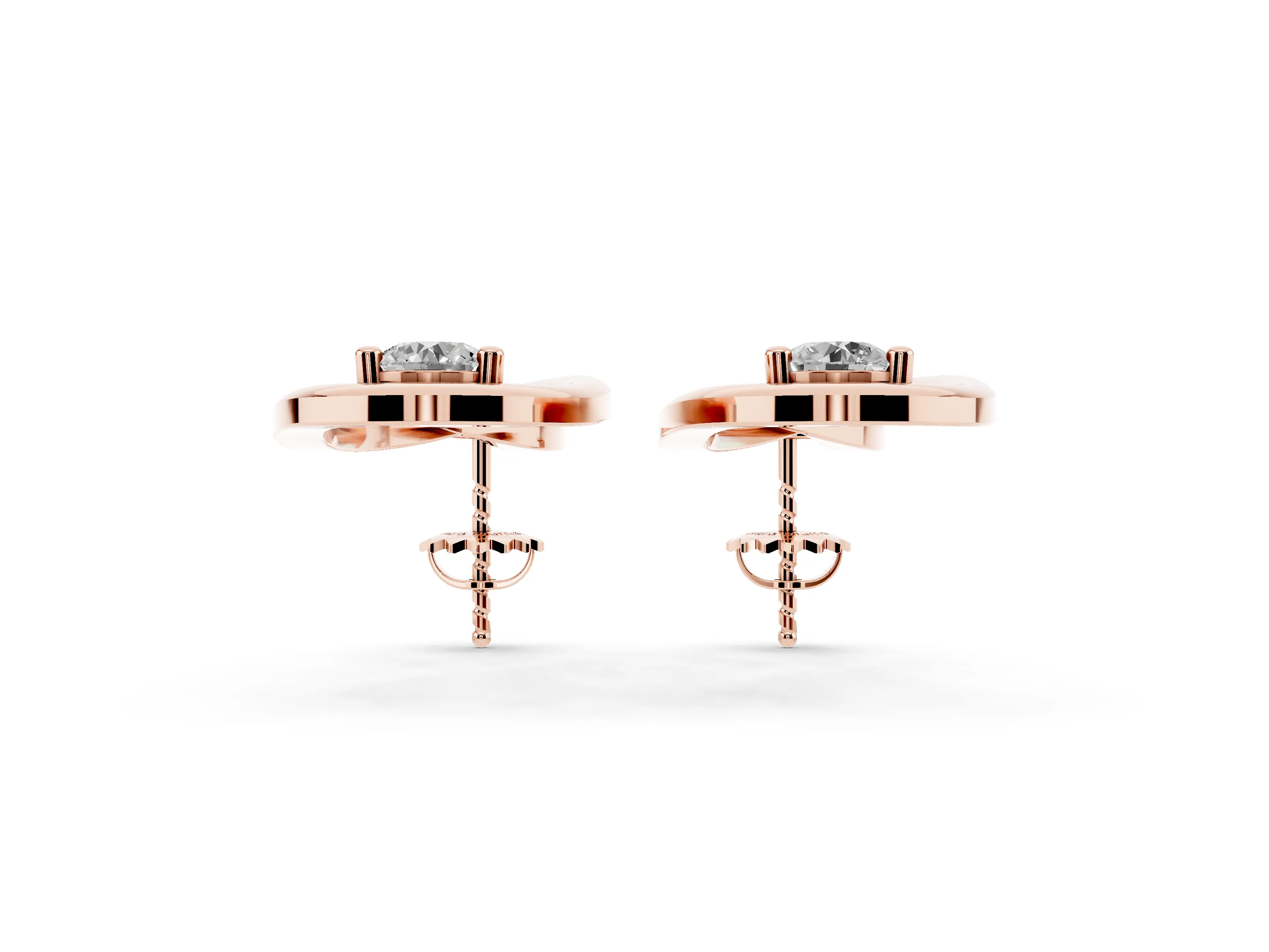 Round Lab-Grown Diamond Open Teardrop Loop Earrings | Prong-Set Stone | Rose Gold