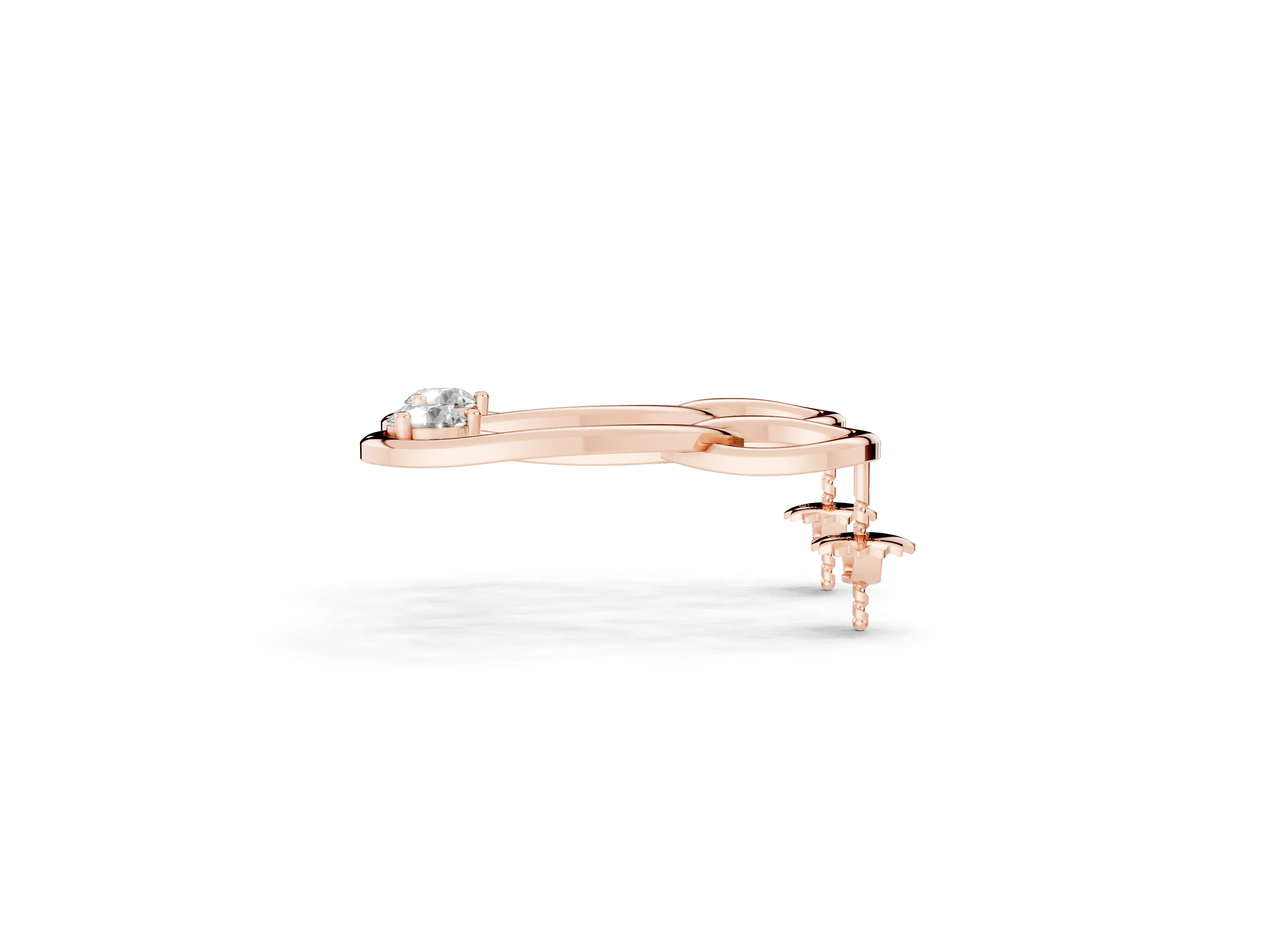 Round Lab-Grown Diamond Open Teardrop Loop Earrings | Prong-Set Stone | Rose Gold