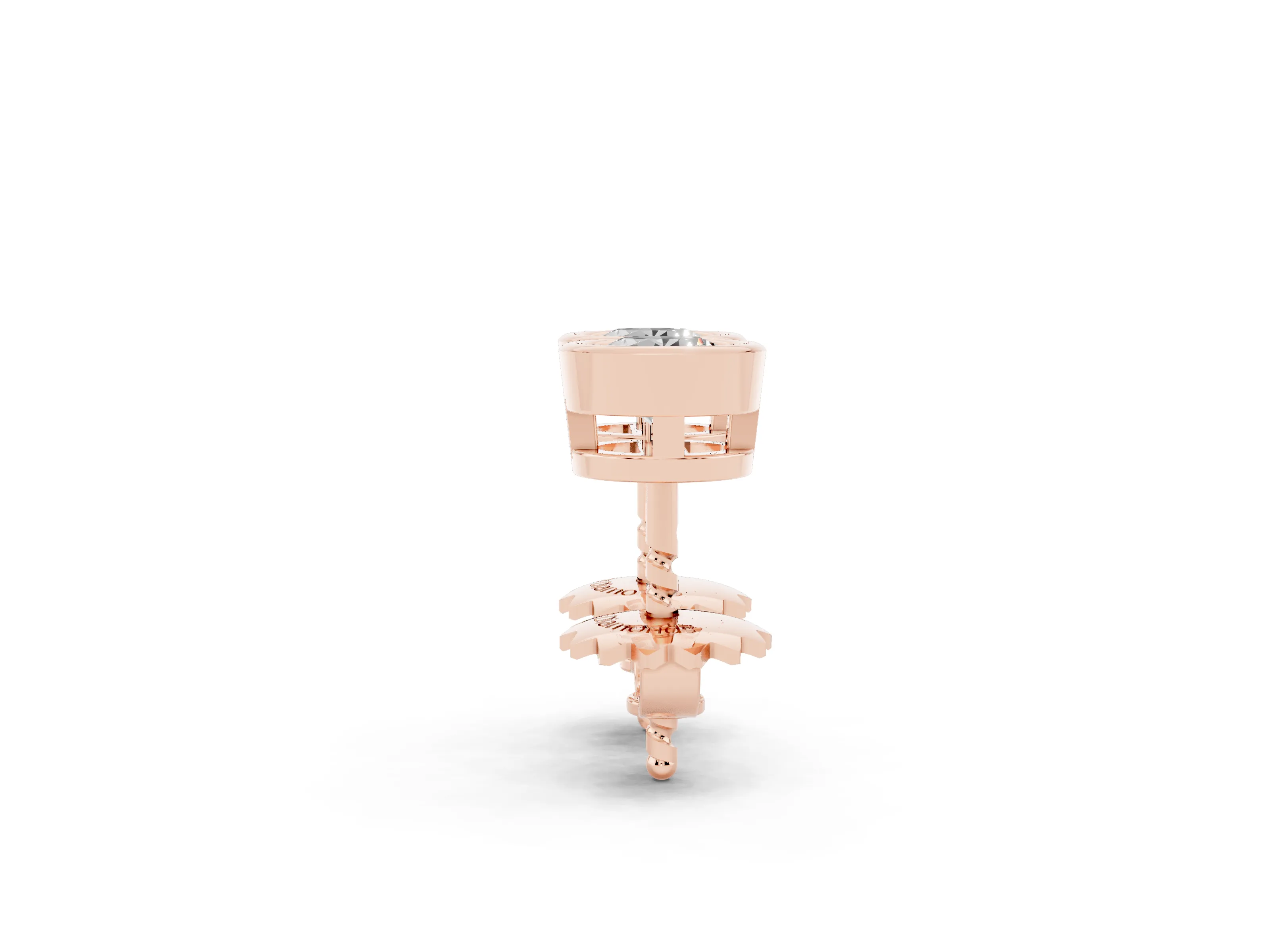 Round Lab-Grown Diamond Solitaire Bezel Stud Earrings | Screw-Back Posts | Rose Gold