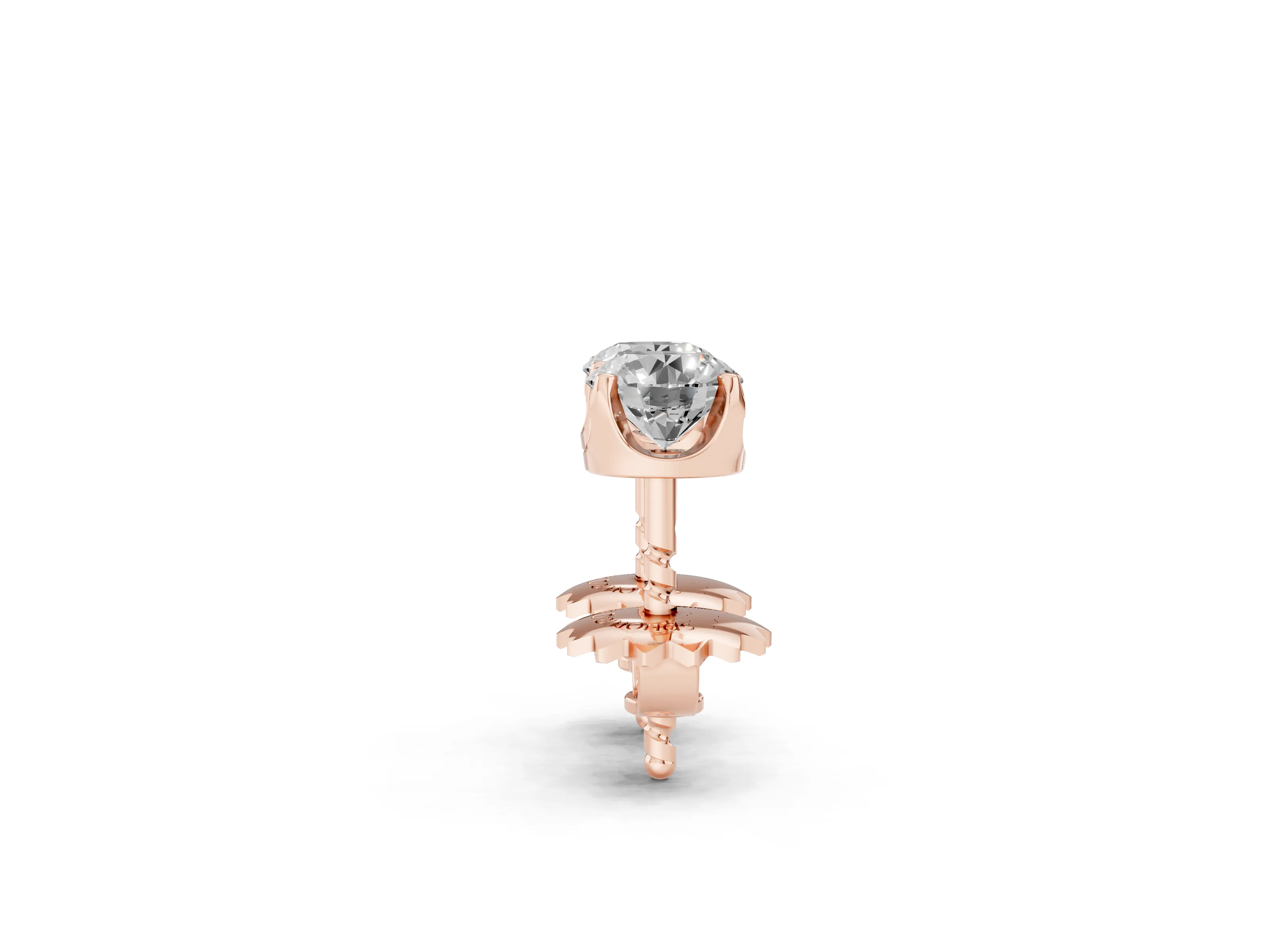 Round Lab-Grown Diamond Solitaire Stud Earrings | Basket Setting | Rose Gold