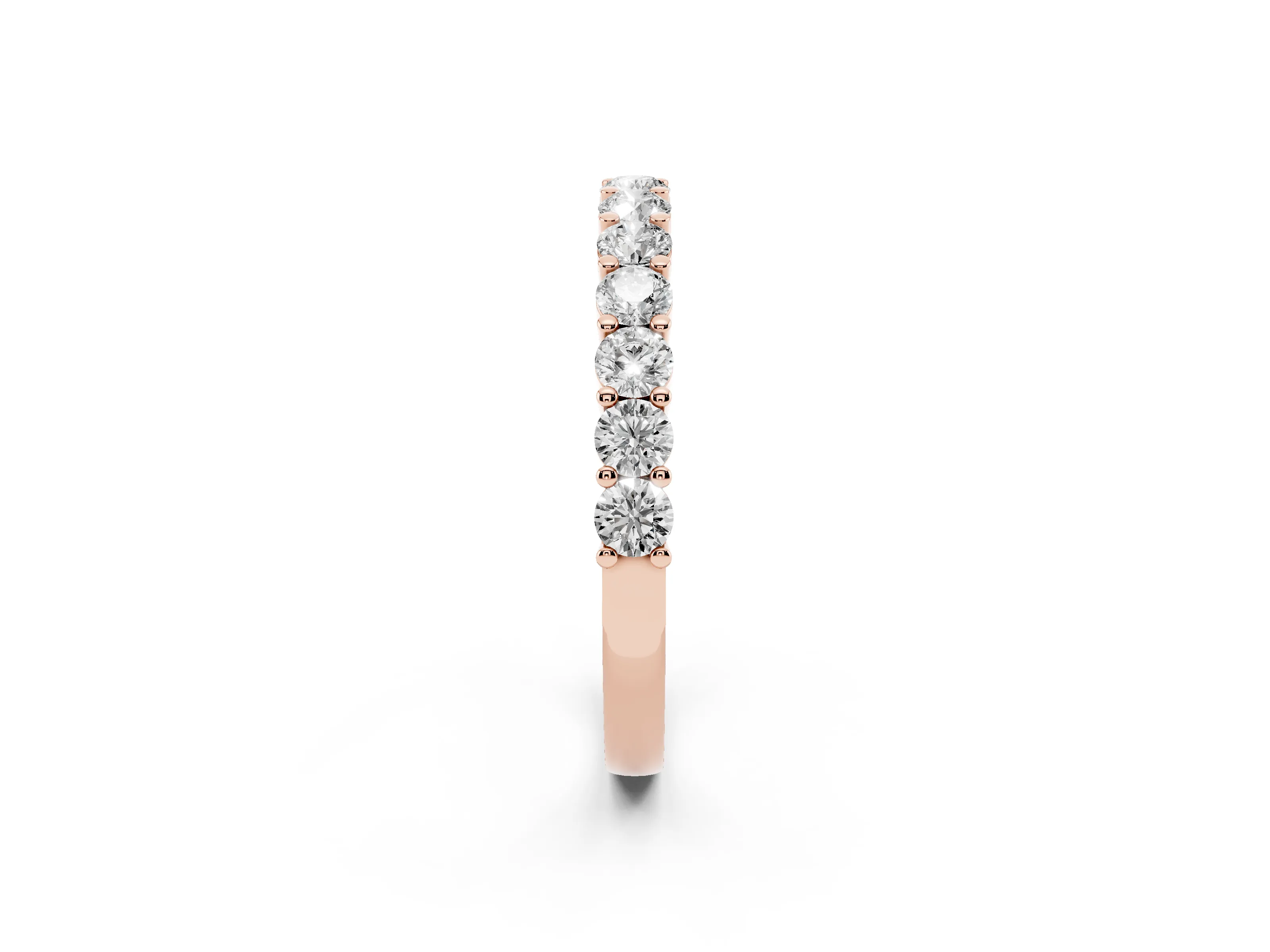Alternating Round Diamond Promise Ring Set in Rose gold with Round Accent Stations