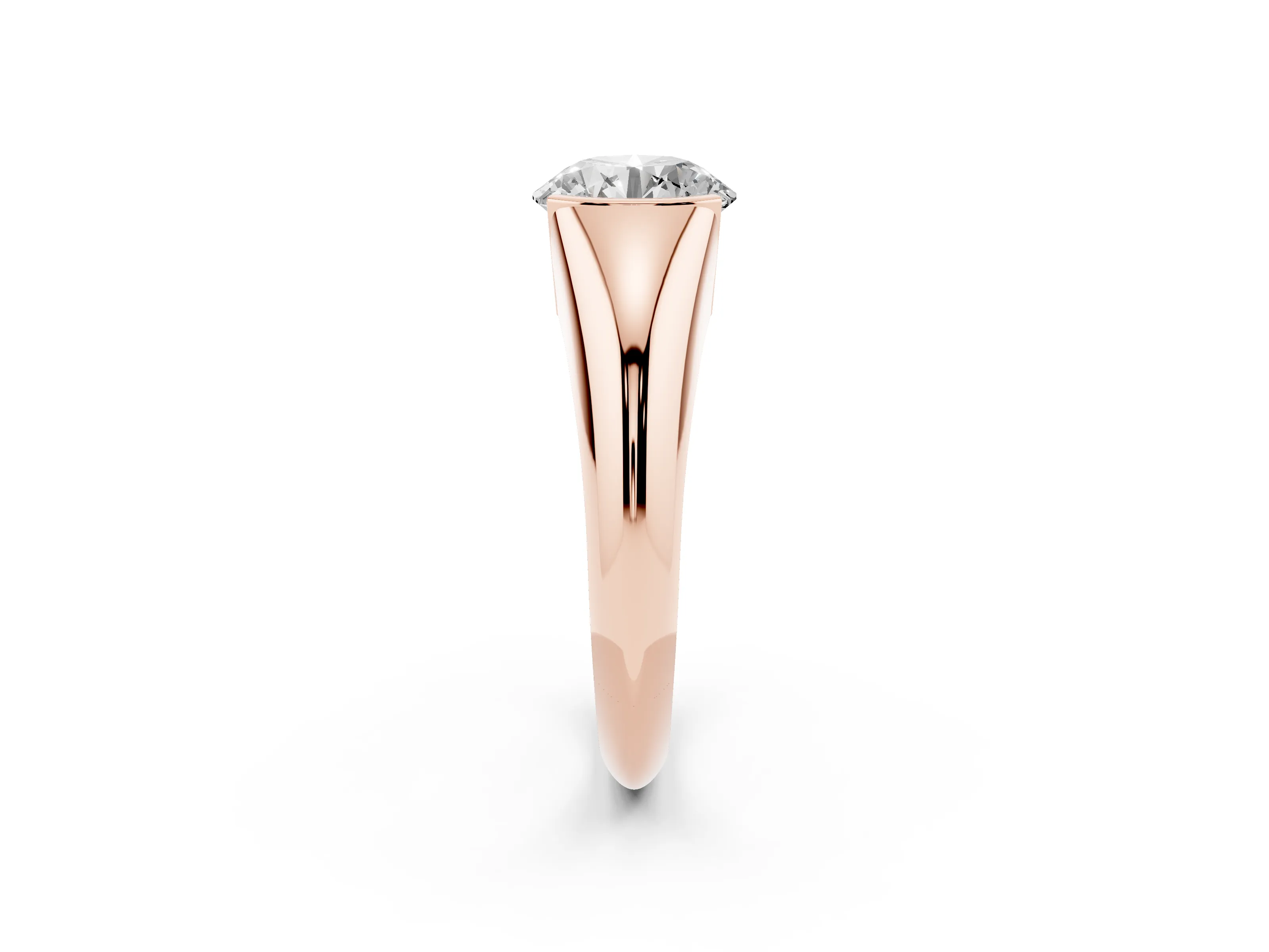 Round Cut Diamond Solitaire Tension Set Ring Set in Rose gold