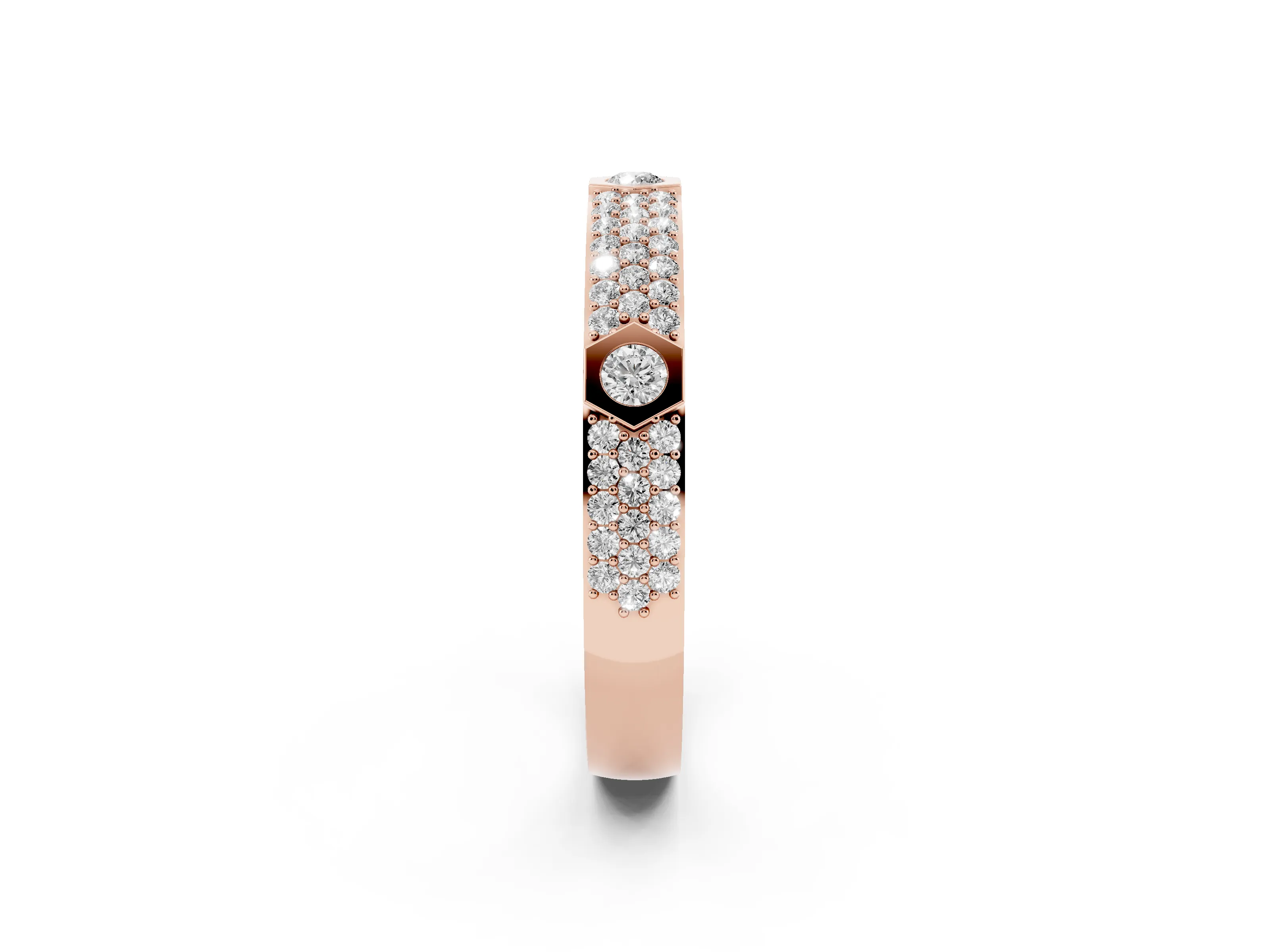 Round Diamond Pavé Promise Ring Set in Rose gold with Round Accent Stations
