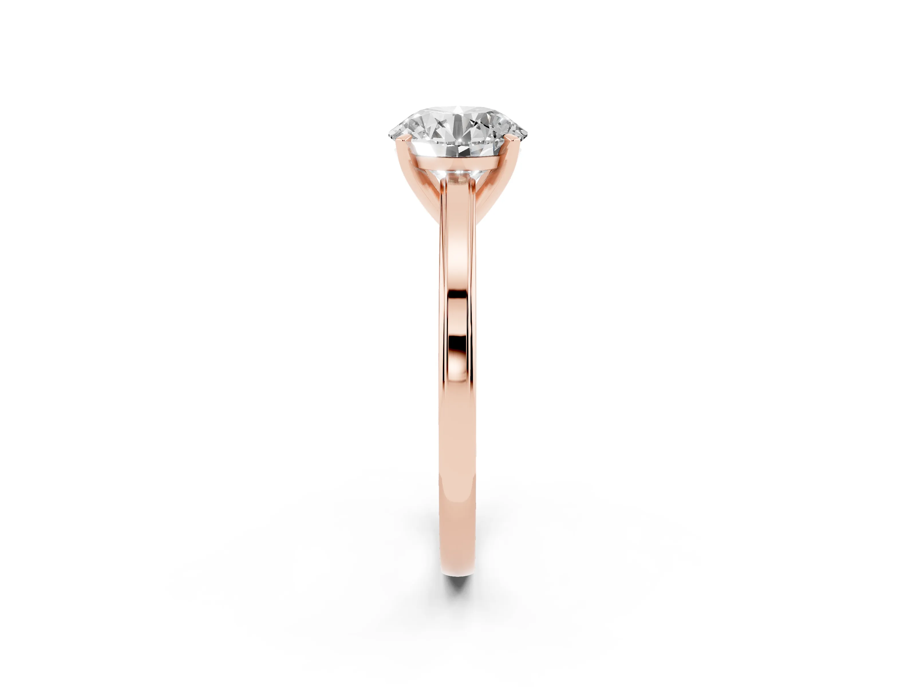 Round Cut Diamond Solitaire Ring Set in Rose gold with Prong Setting and Classic Band