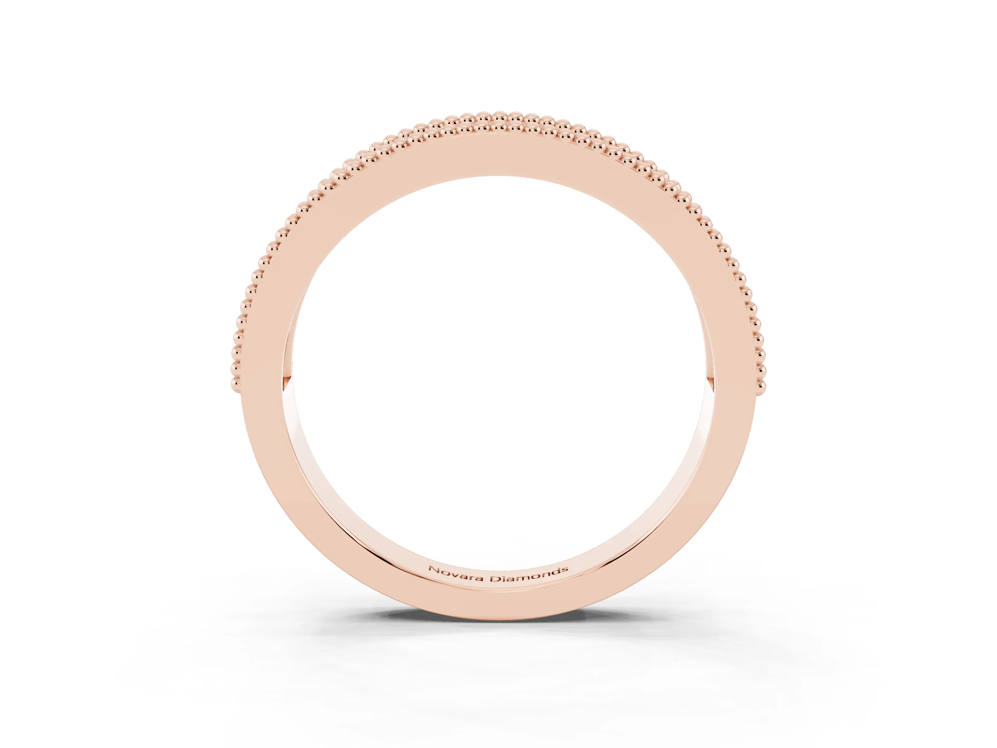 Round Diamond Marquise Shape Band Set in Rose gold with Milgrain Detail and Prong Setting