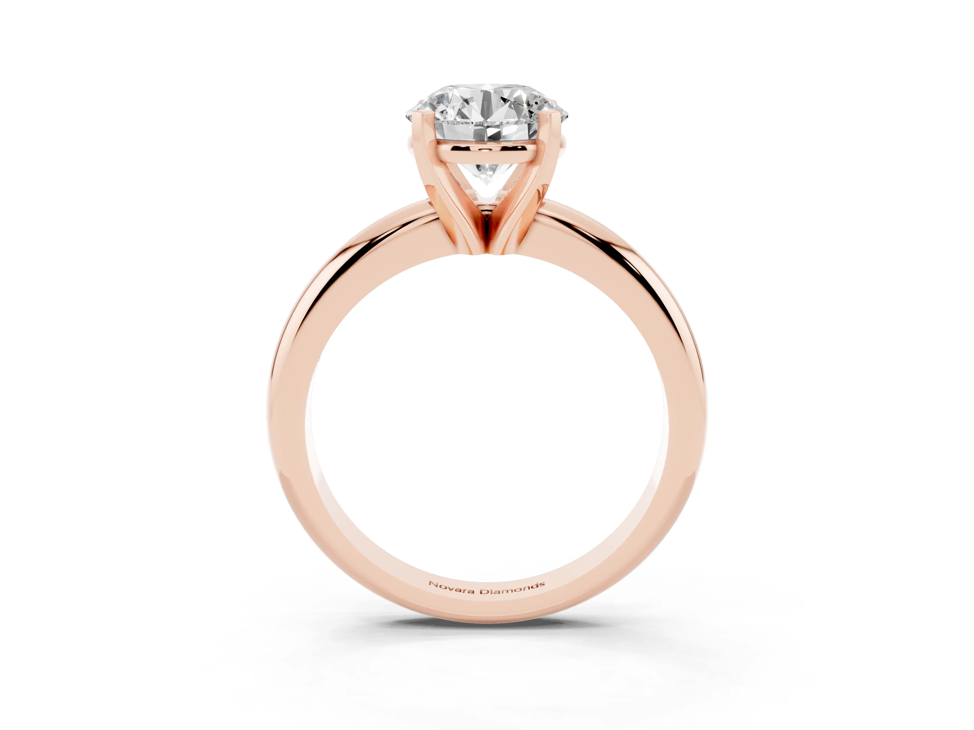 Round Cut Diamond Solitaire Engagement Ring Set in Rose gold with Round Band and Prong Setting