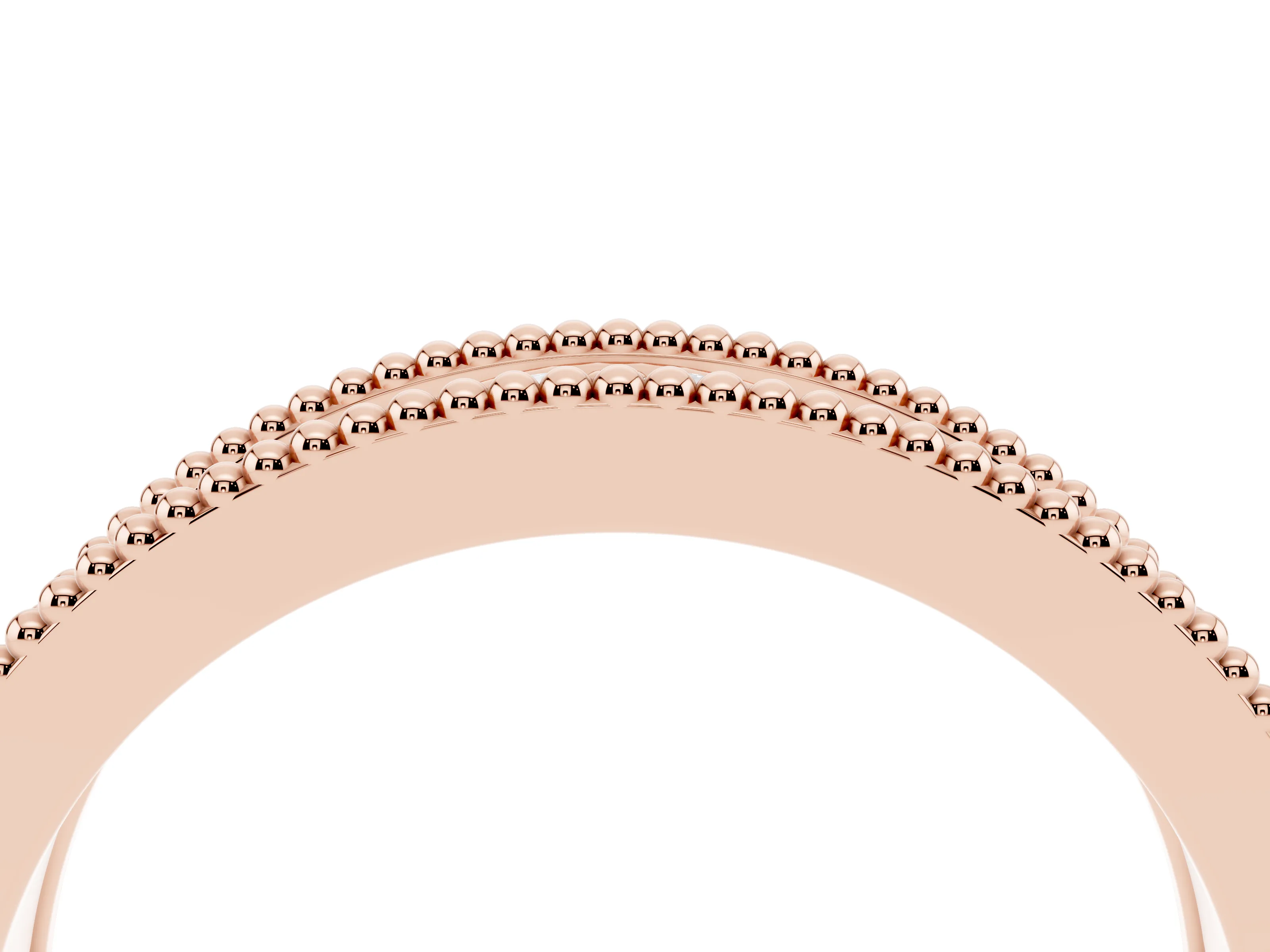 Round Diamond Marquise Shape Band Set in Rose gold with Milgrain Detail and Prong Setting