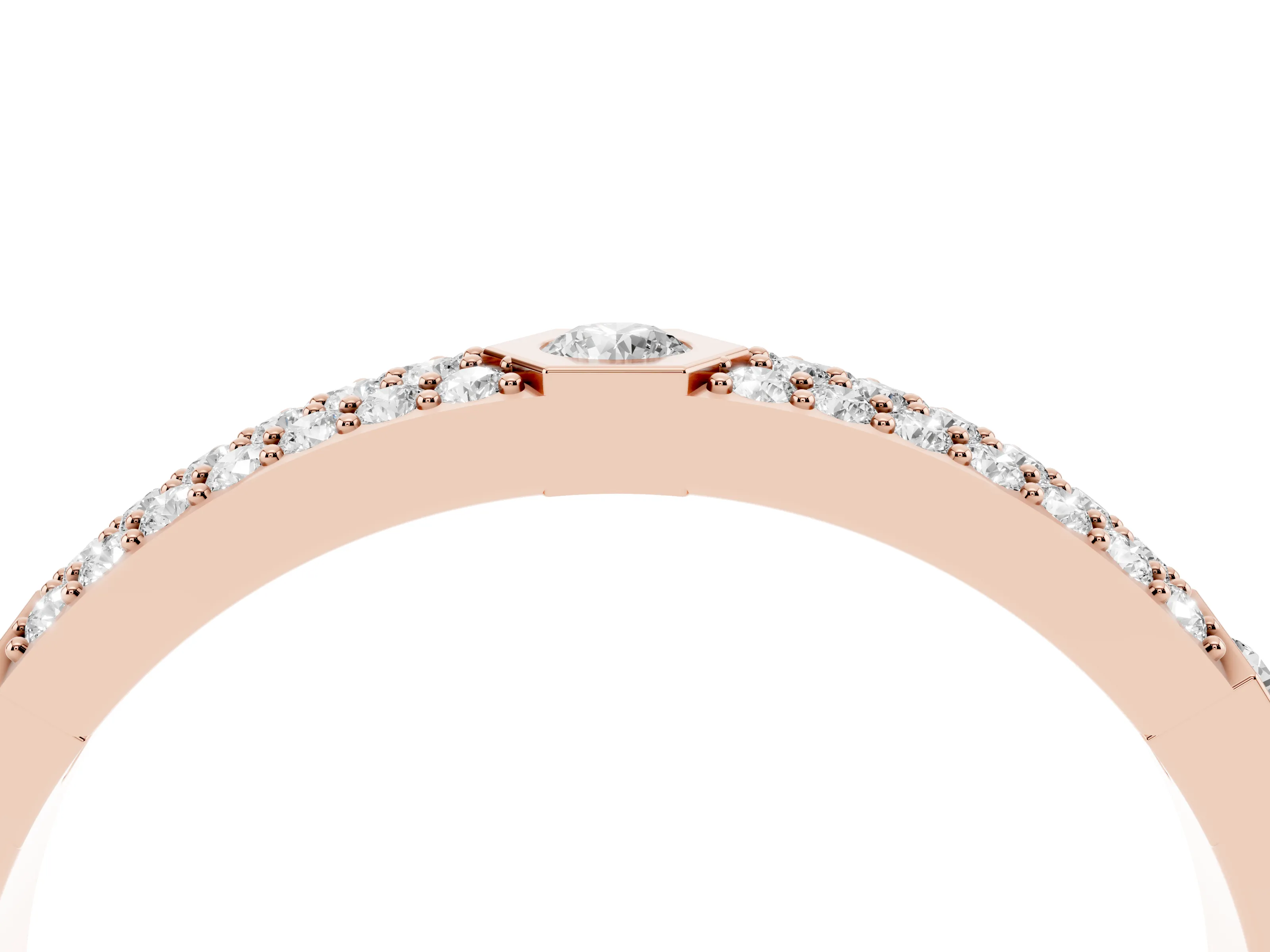 Round Diamond Pavé Promise Ring Set in Rose gold with Round Accent Stations