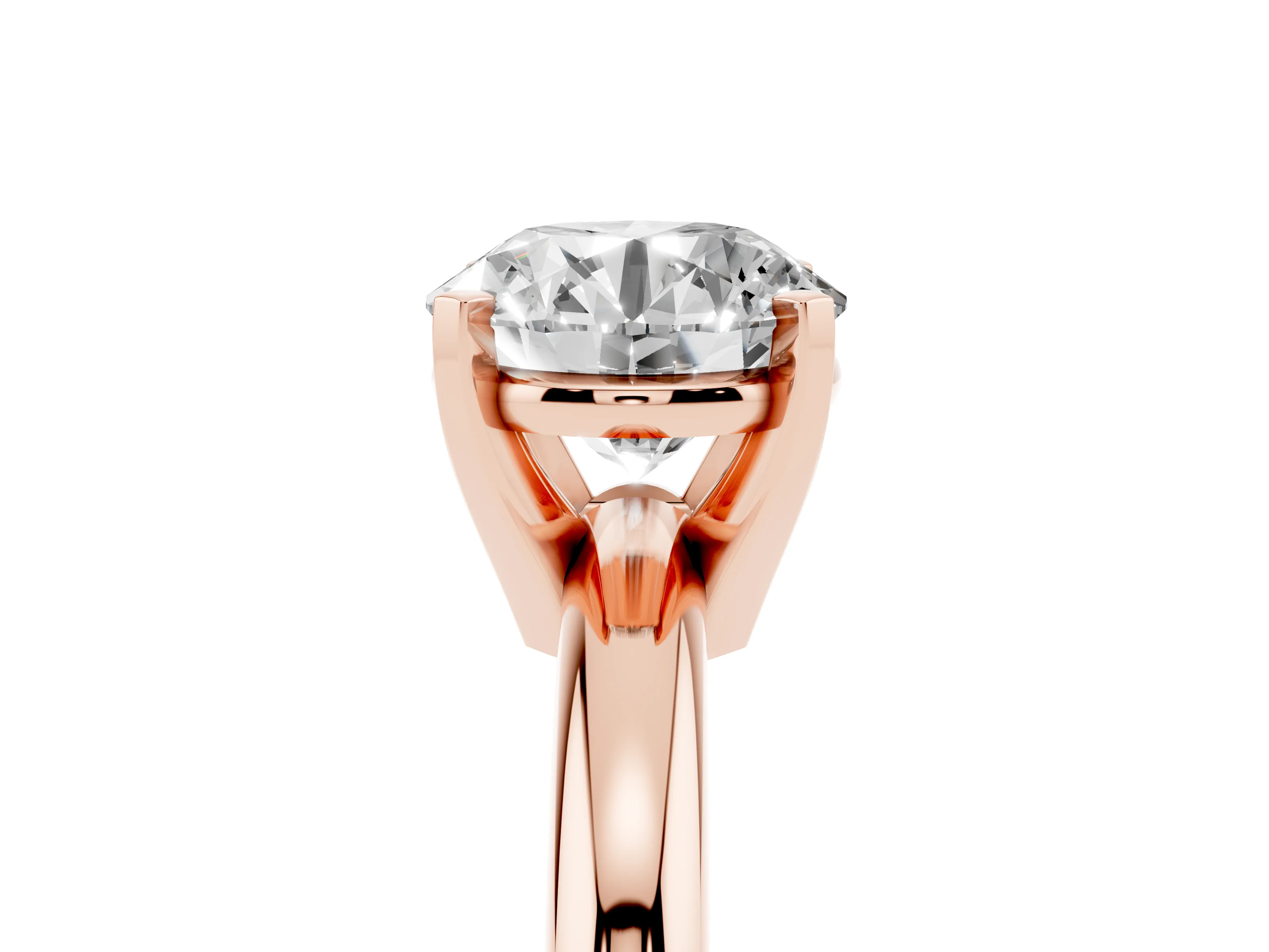 Round Cut Diamond Solitaire Engagement Ring Set in Rose gold with Round Band and Prong Setting