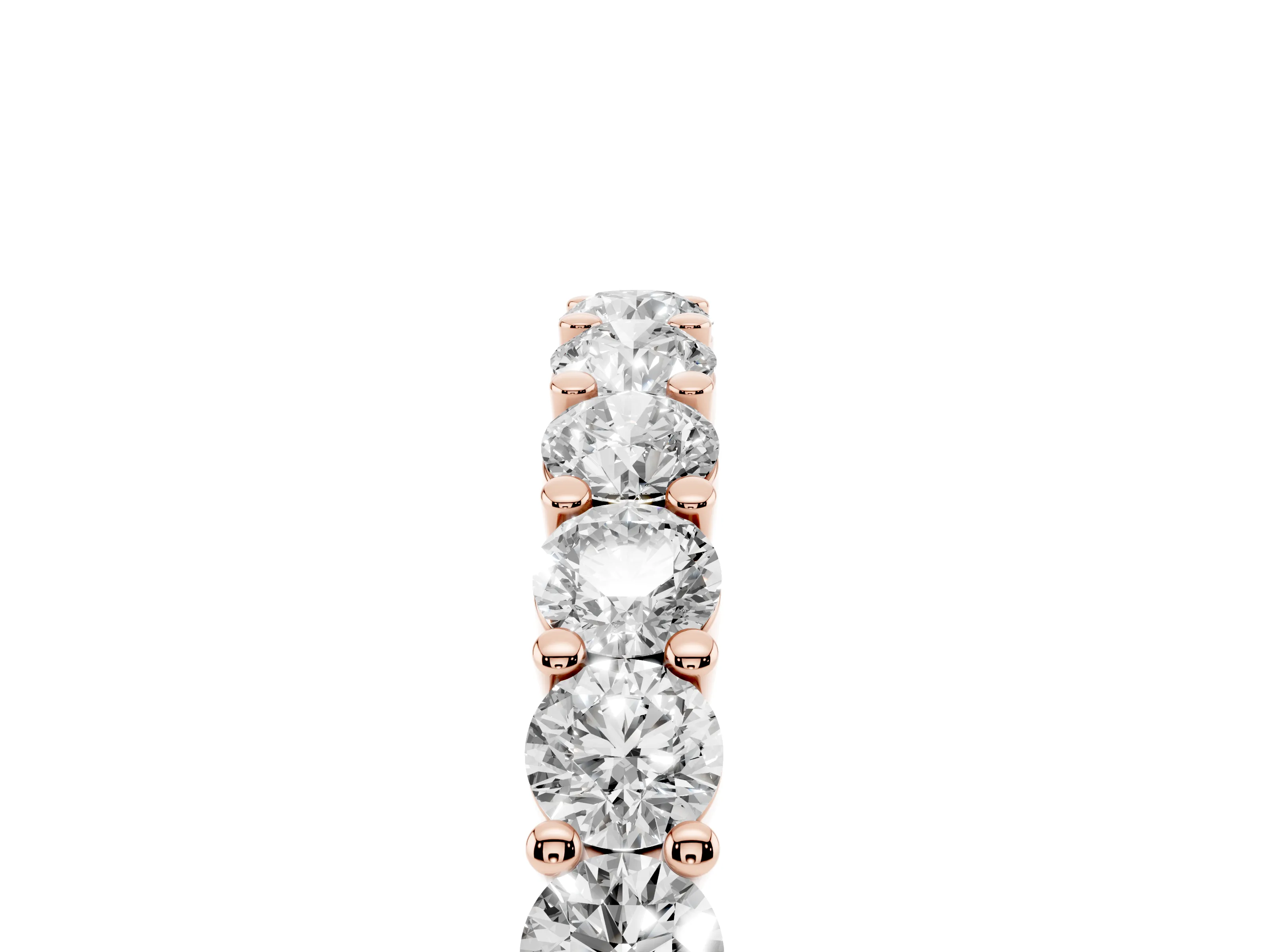 Alternating Round Diamond Promise Ring Set in Rose gold with Round Accent Stations