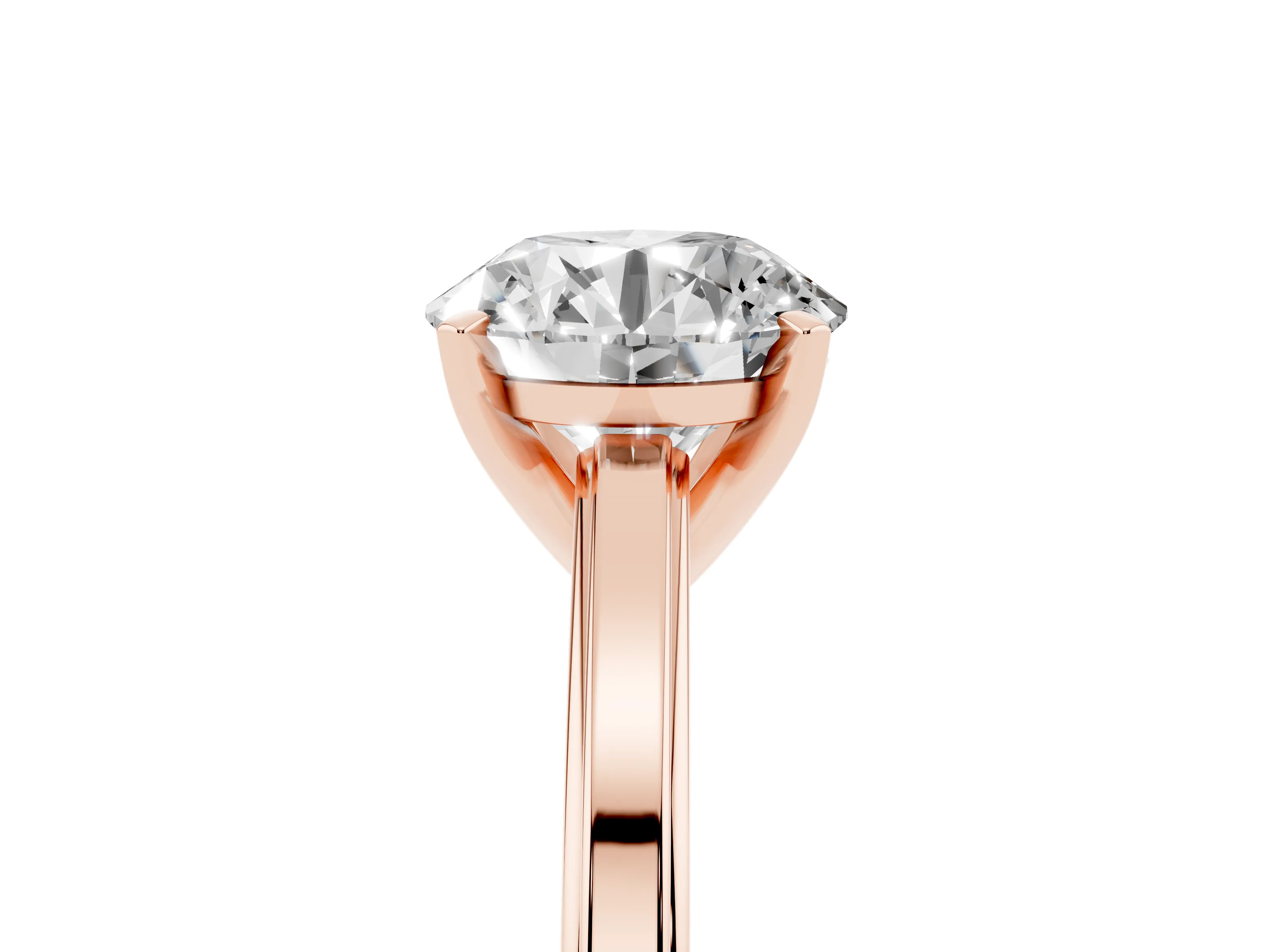 Round Cut Diamond Solitaire Ring Set in Rose gold with Prong Setting and Classic Band