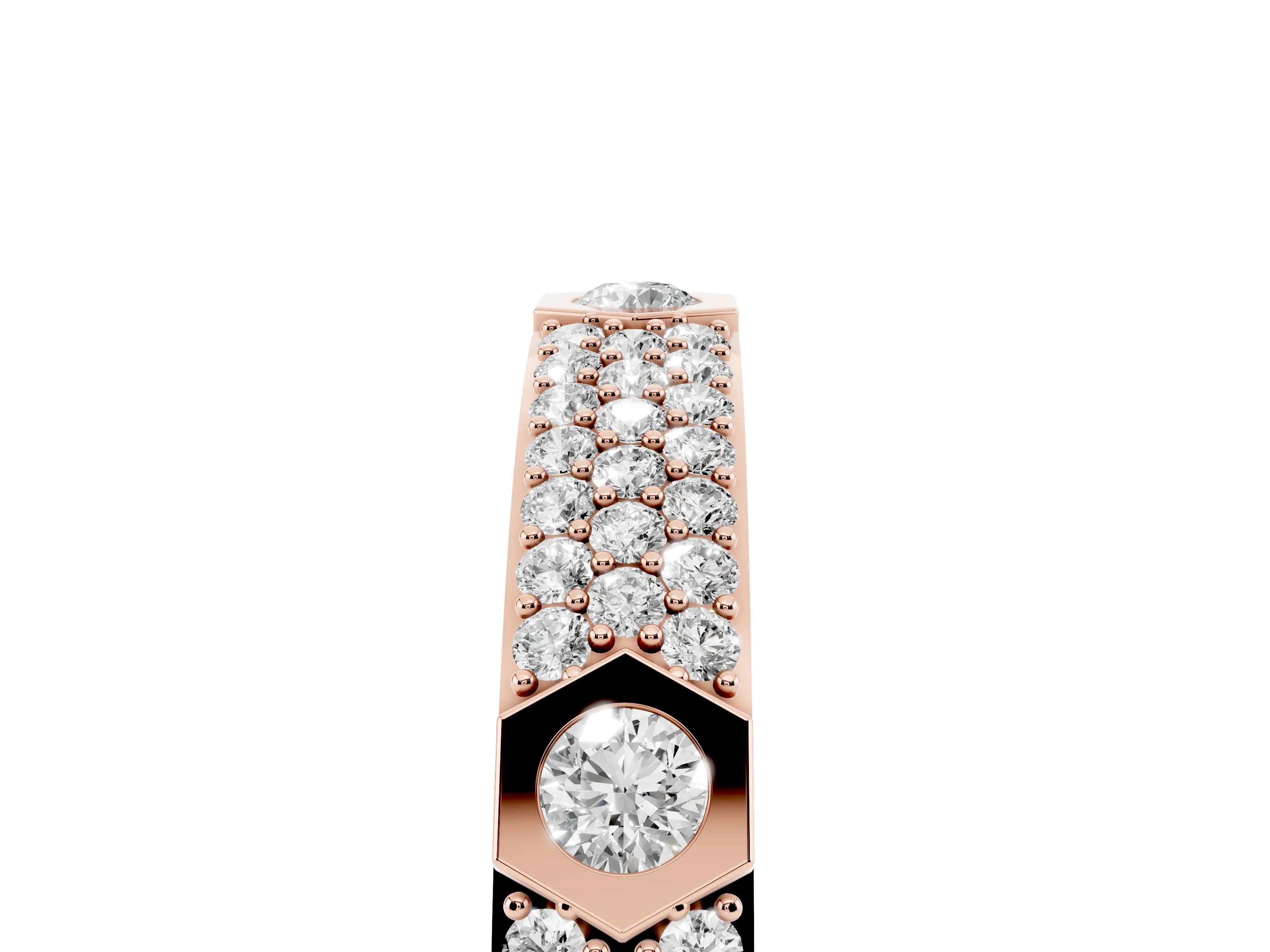 Round Diamond Pavé Promise Ring Set in Rose gold with Round Accent Stations