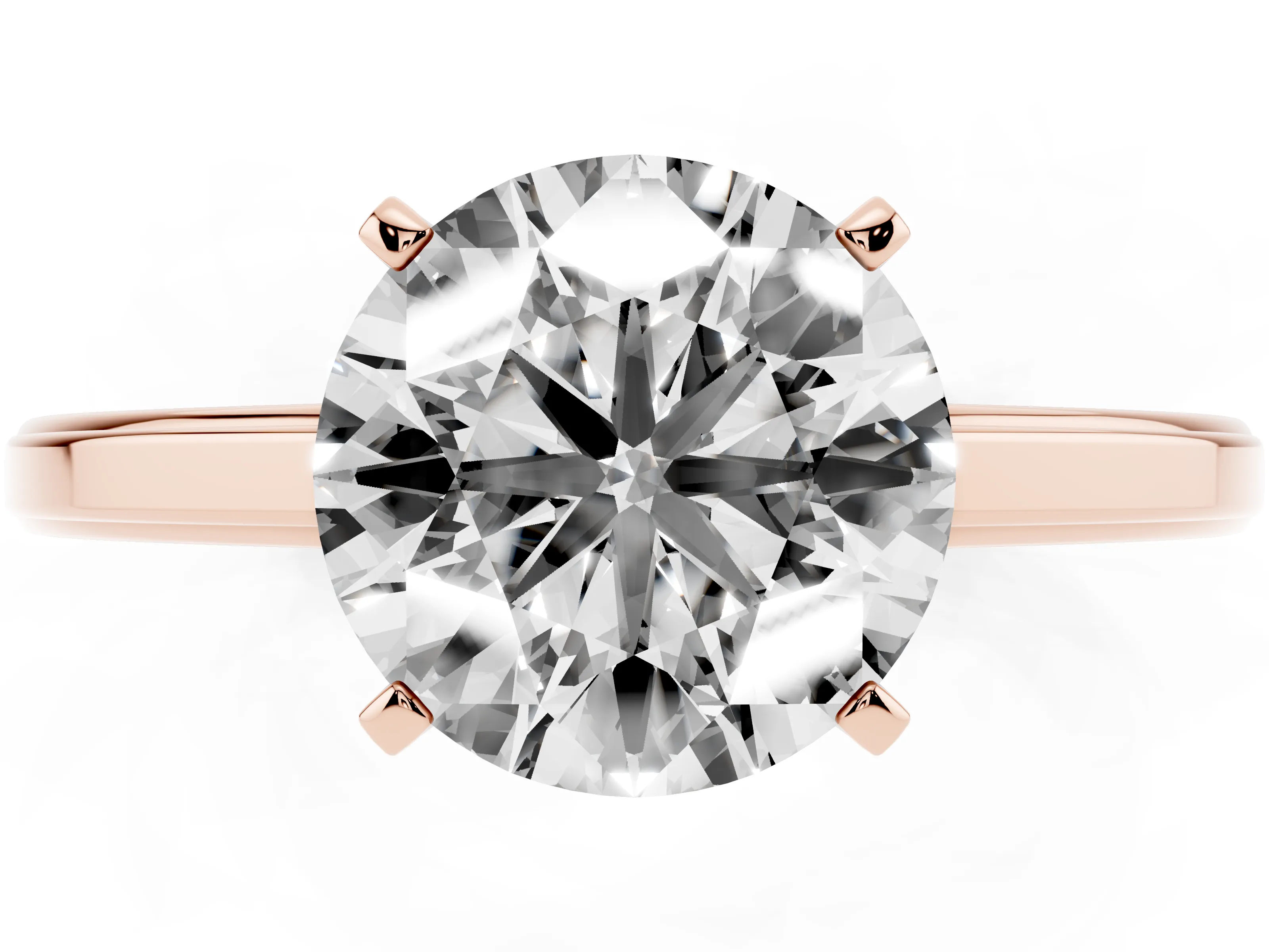 Round Cut Diamond Solitaire Ring Set in Rose gold with Prong Setting and Classic Band