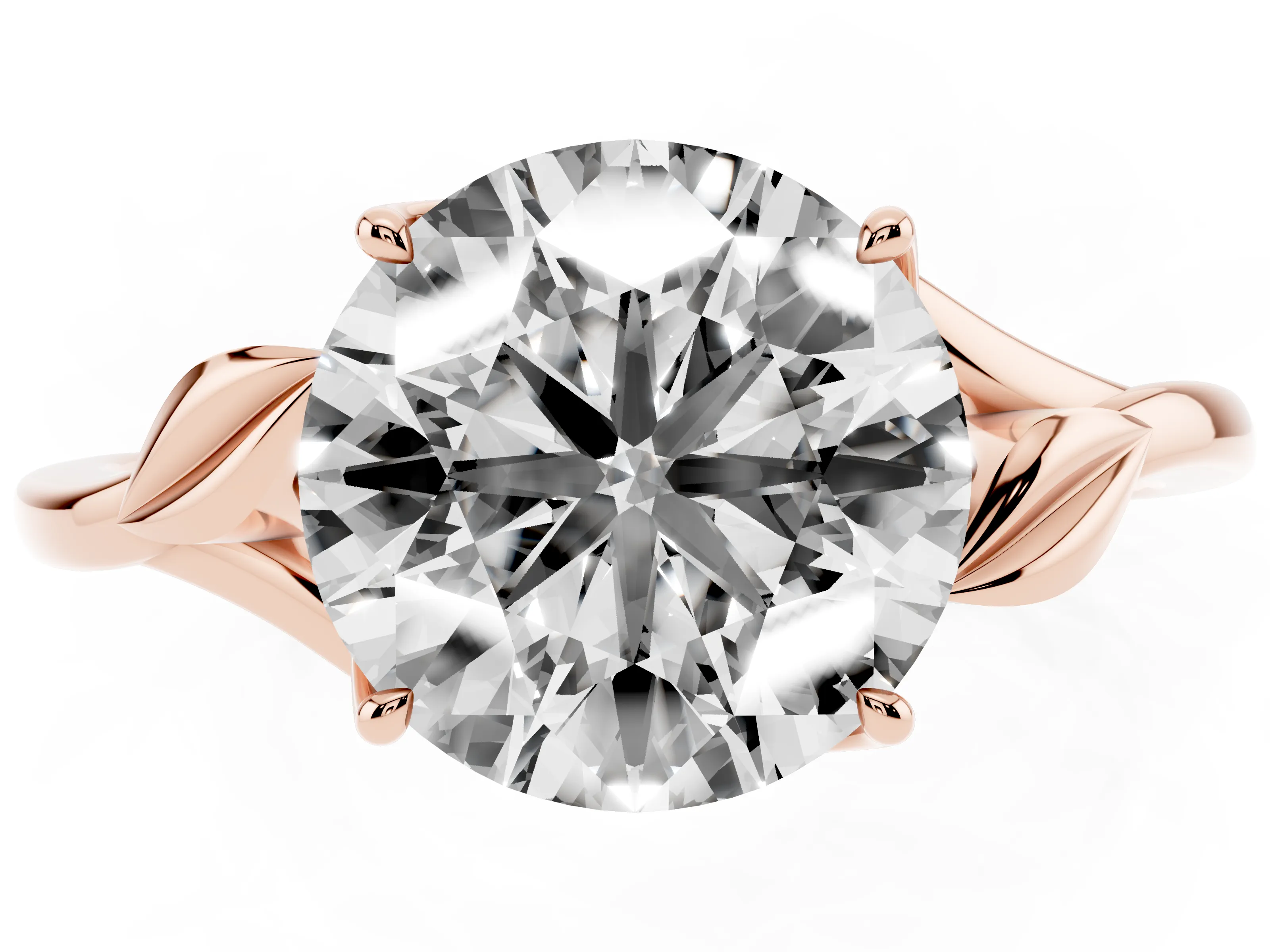 Round Cut Diamond Solitaire Ring Set in Rose gold with Polished Twist Band