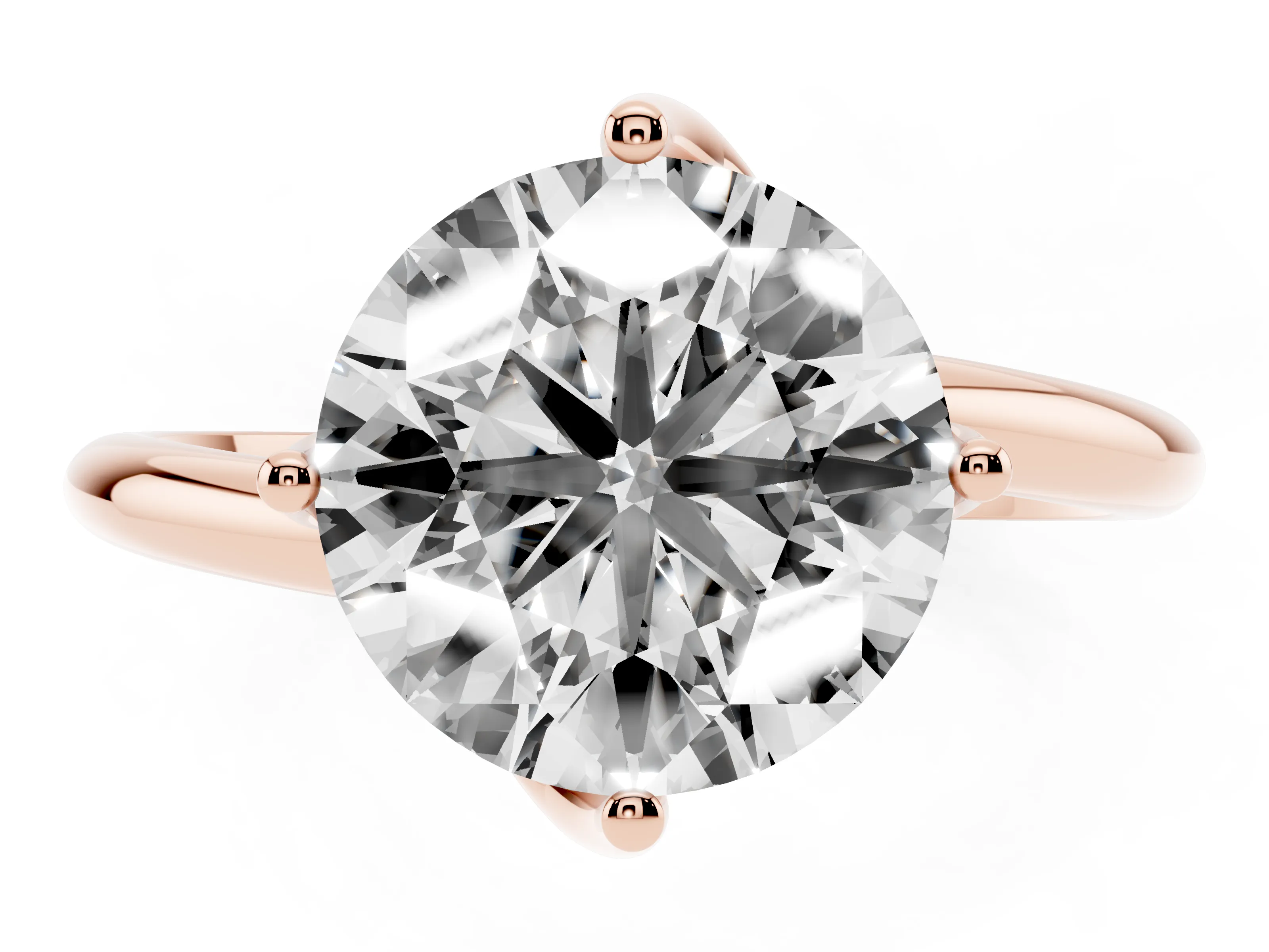 Round Cut Diamond Solitaire Engagement Ring Set in Rose gold with Classic Plain Band