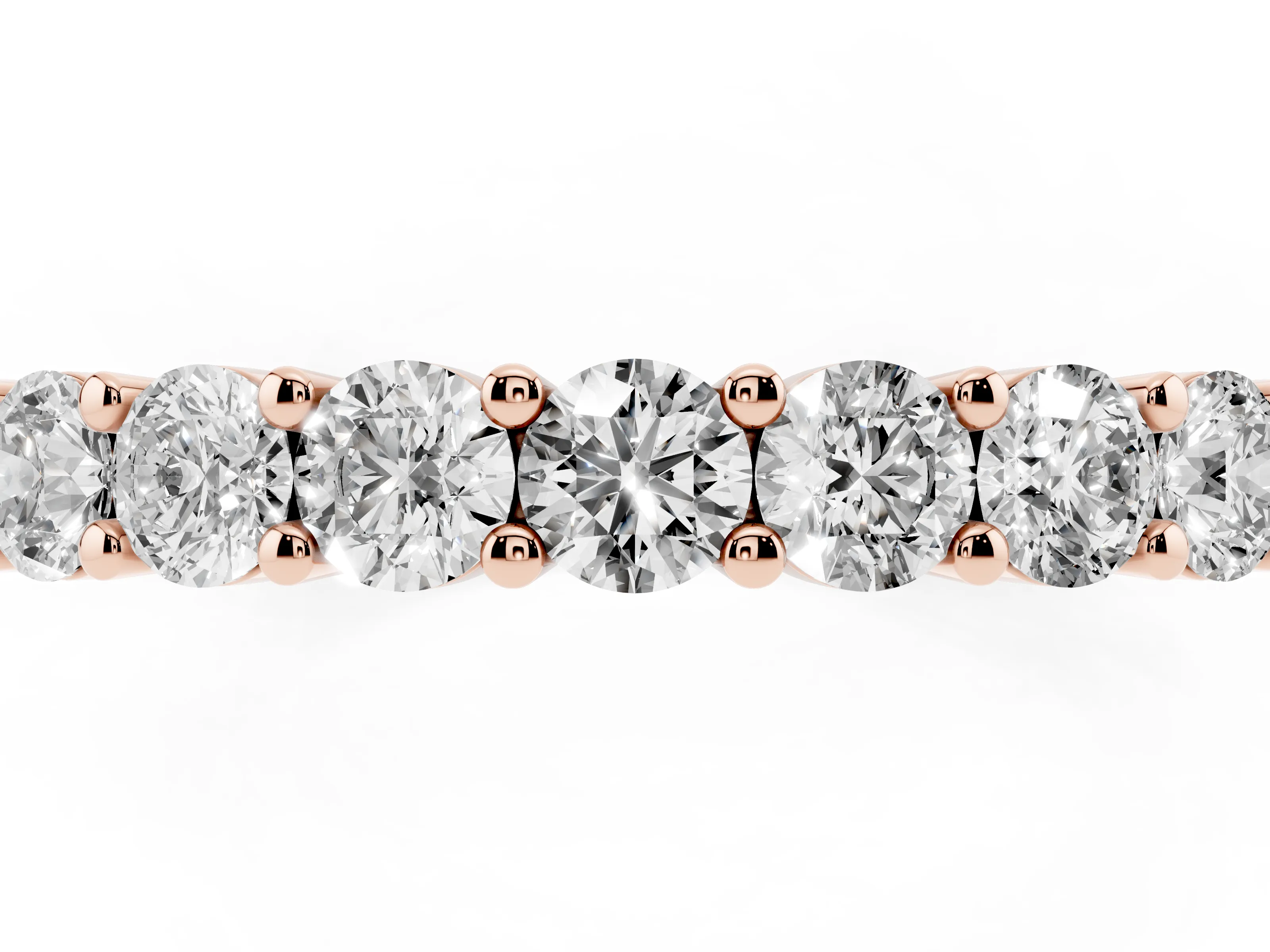 Alternating Round Diamond Promise Ring Set in Rose gold with Round Accent Stations