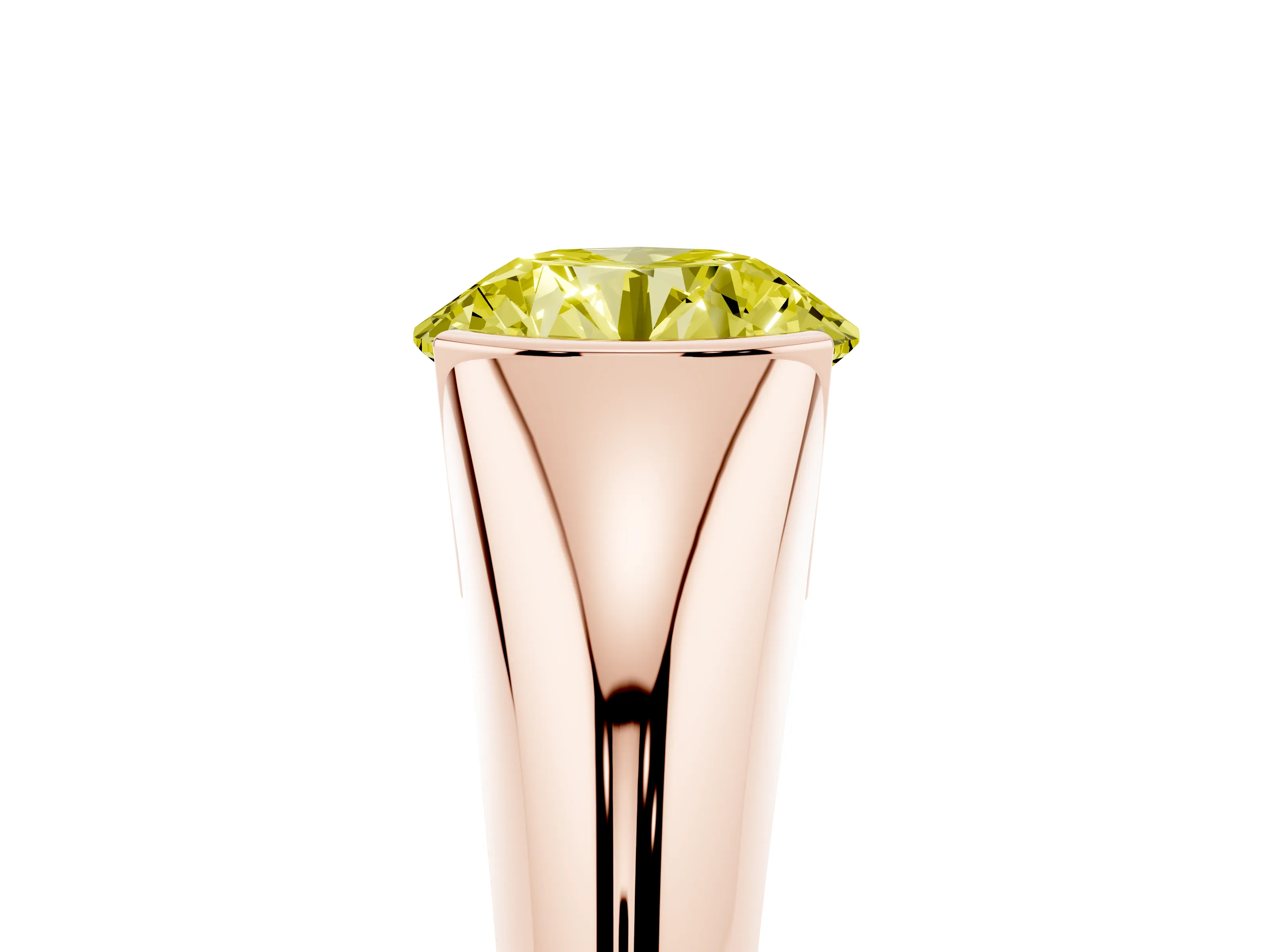 Fancy Yellow Round Cut Diamond Solitaire Tension Set Ring Set in Rose gold