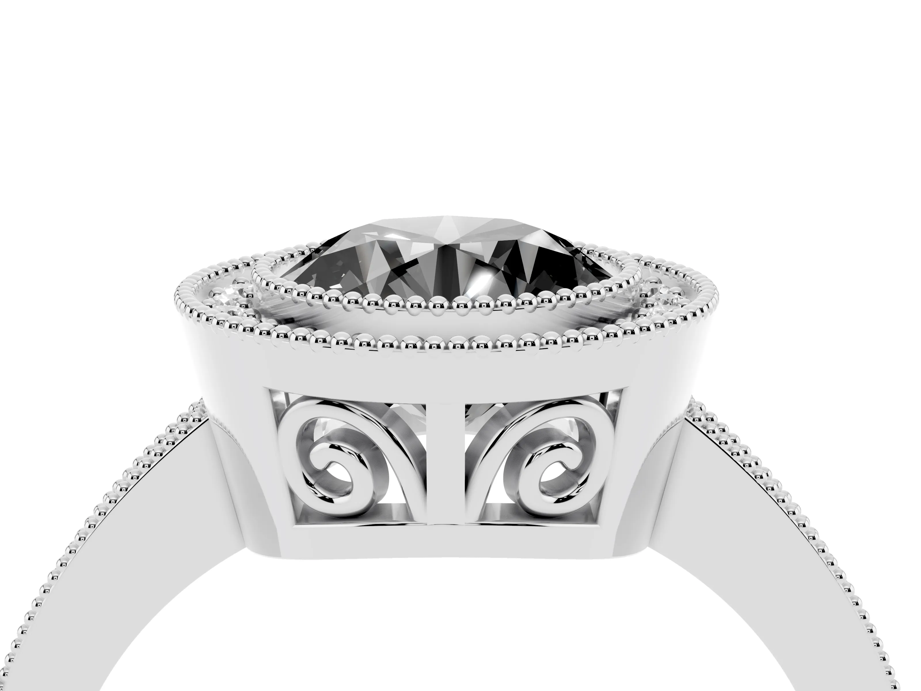 Fancy Black Round Cut Diamond Round Halo Ring Set in White gold with Pavé Band