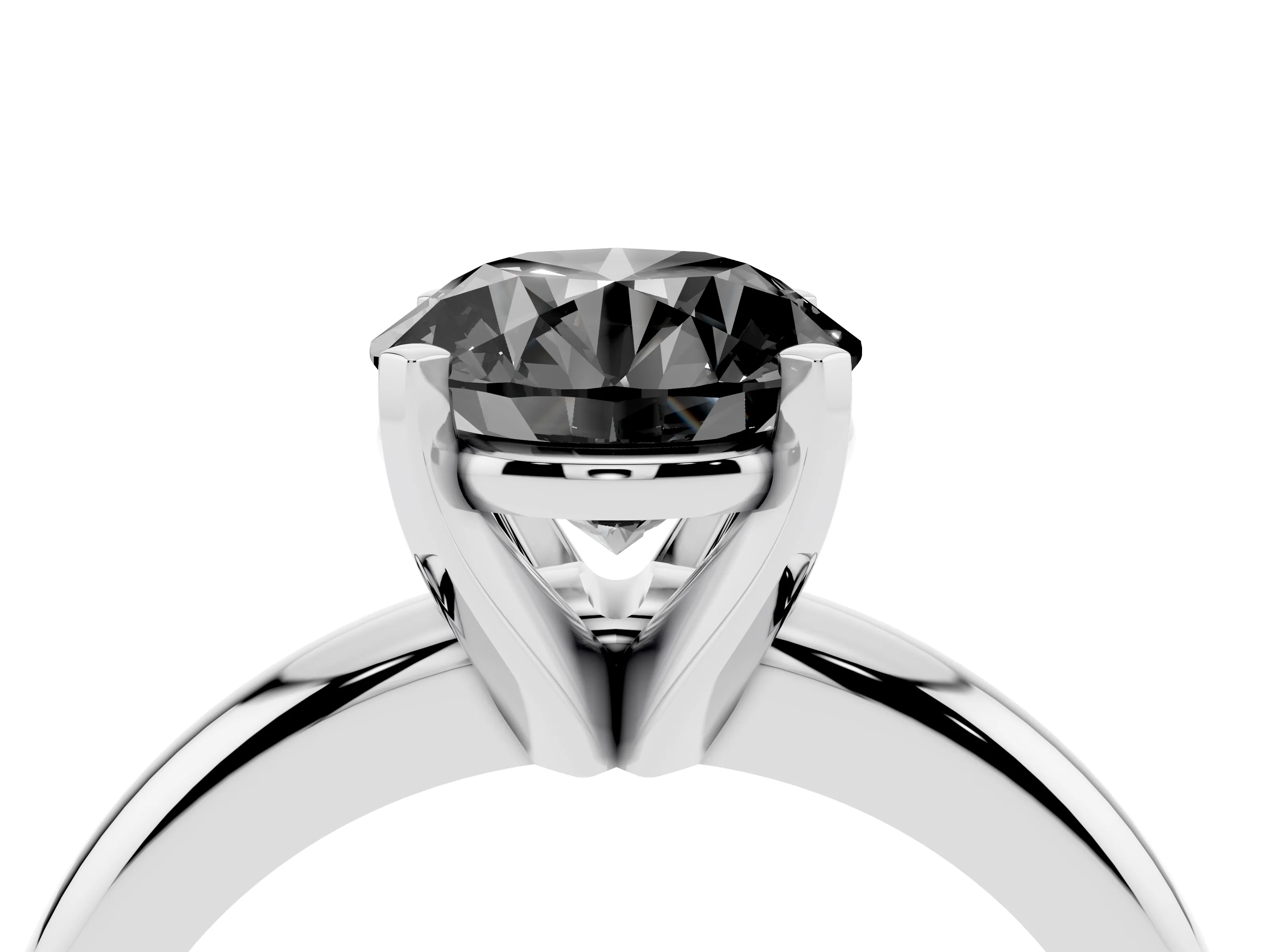 Fancy Black Round Cut Diamond Solitaire Engagement Ring Set in Platinum with Round Band and Prong Setting
