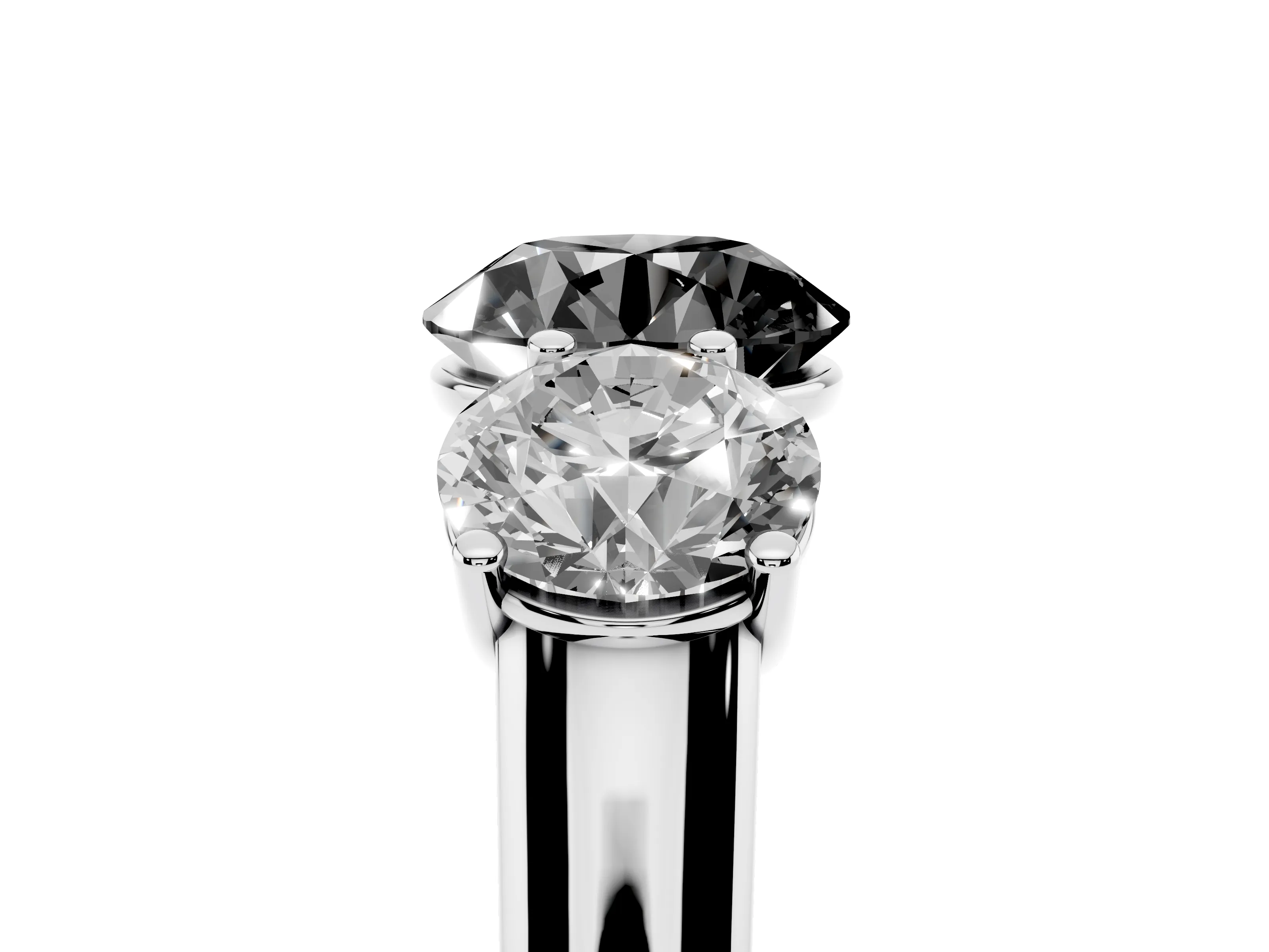 Fancy Black Round Cut Diamond Three-Stone Ring Set in Silver with Plain Polished Band