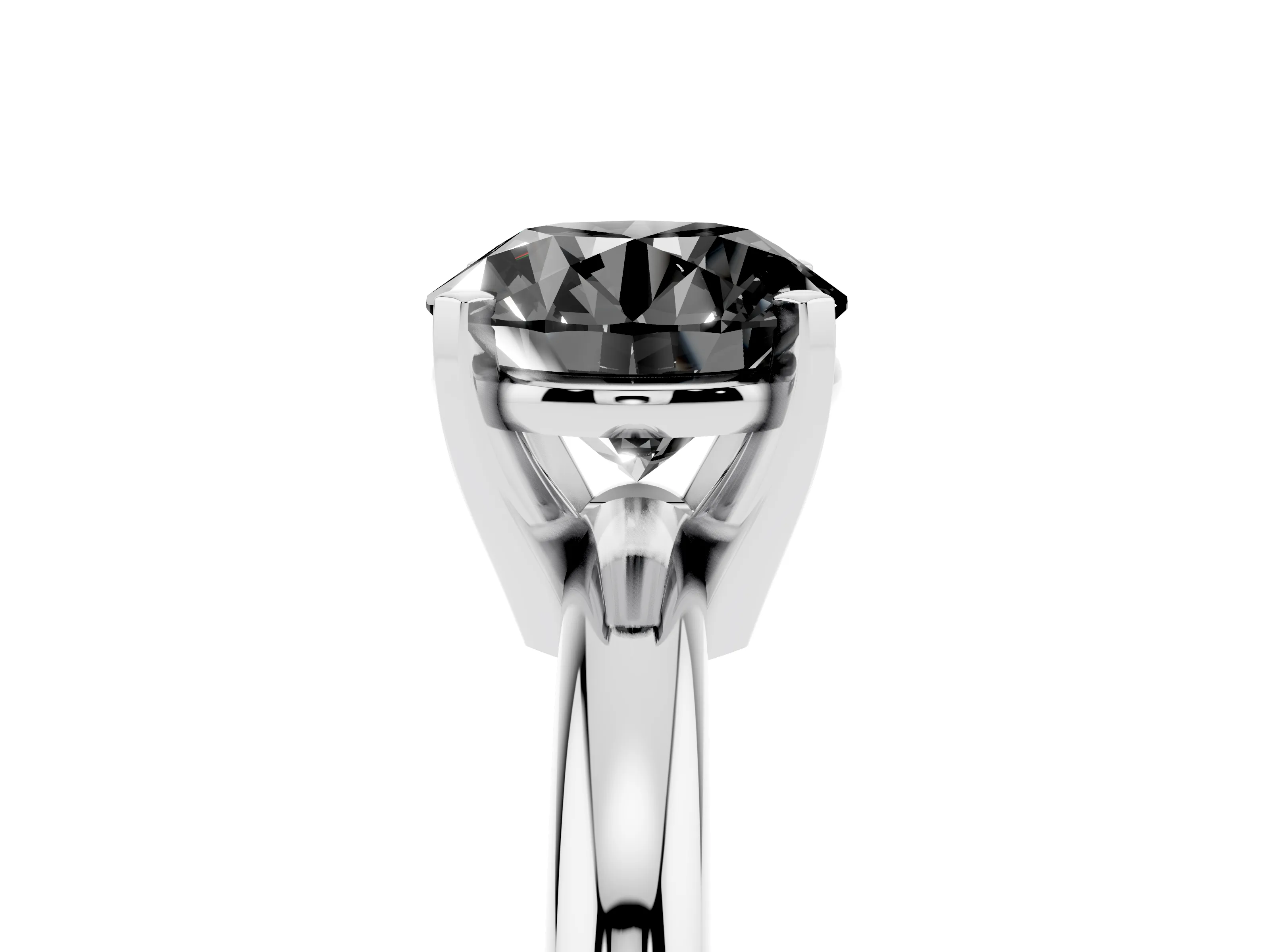 Fancy Black Round Cut Diamond Solitaire Engagement Ring Set in Platinum with Round Band and Prong Setting