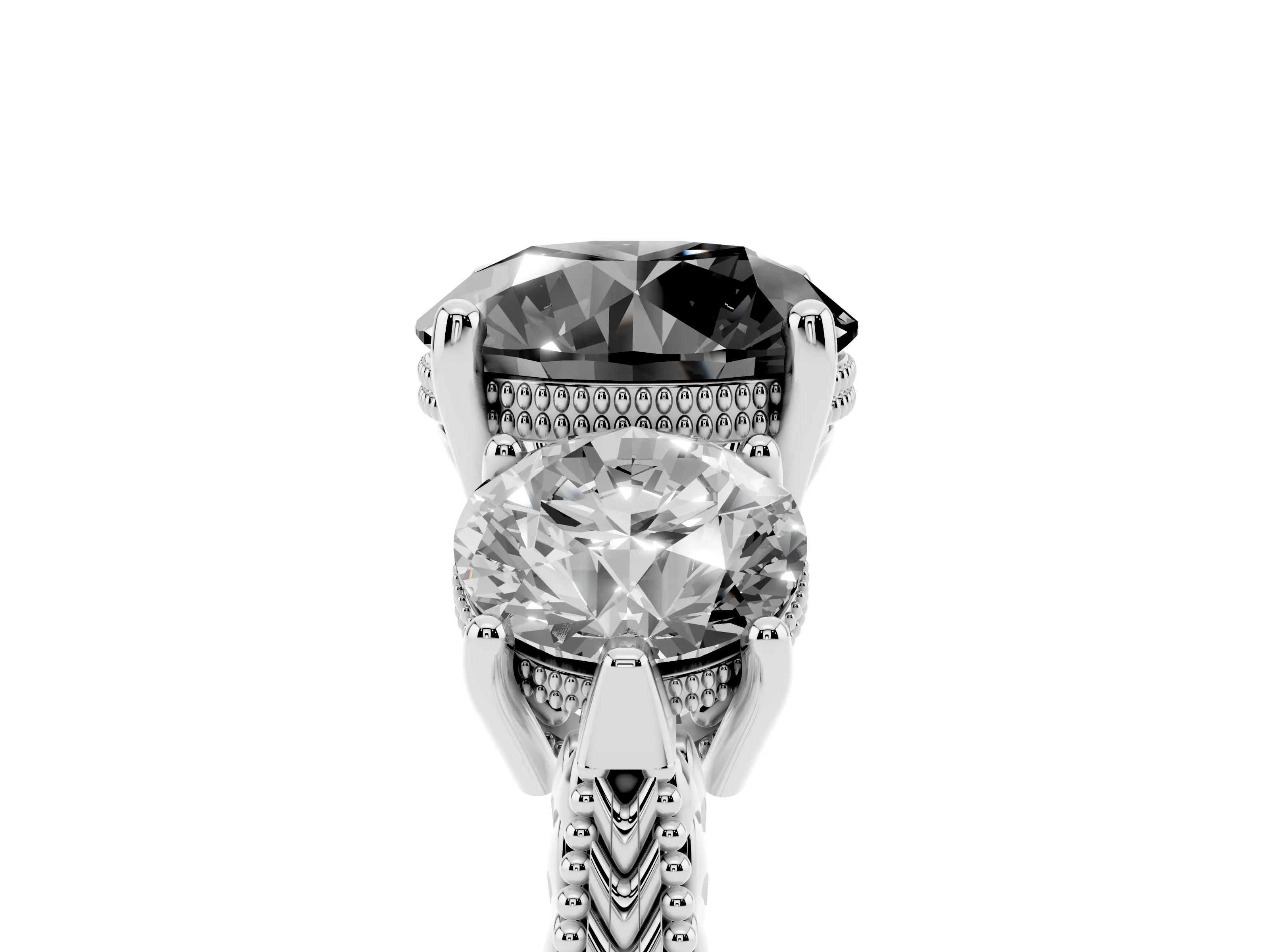 Fancy Black Round Cut Diamond Three-Stone Ring Set in Silver with Milgrain Band