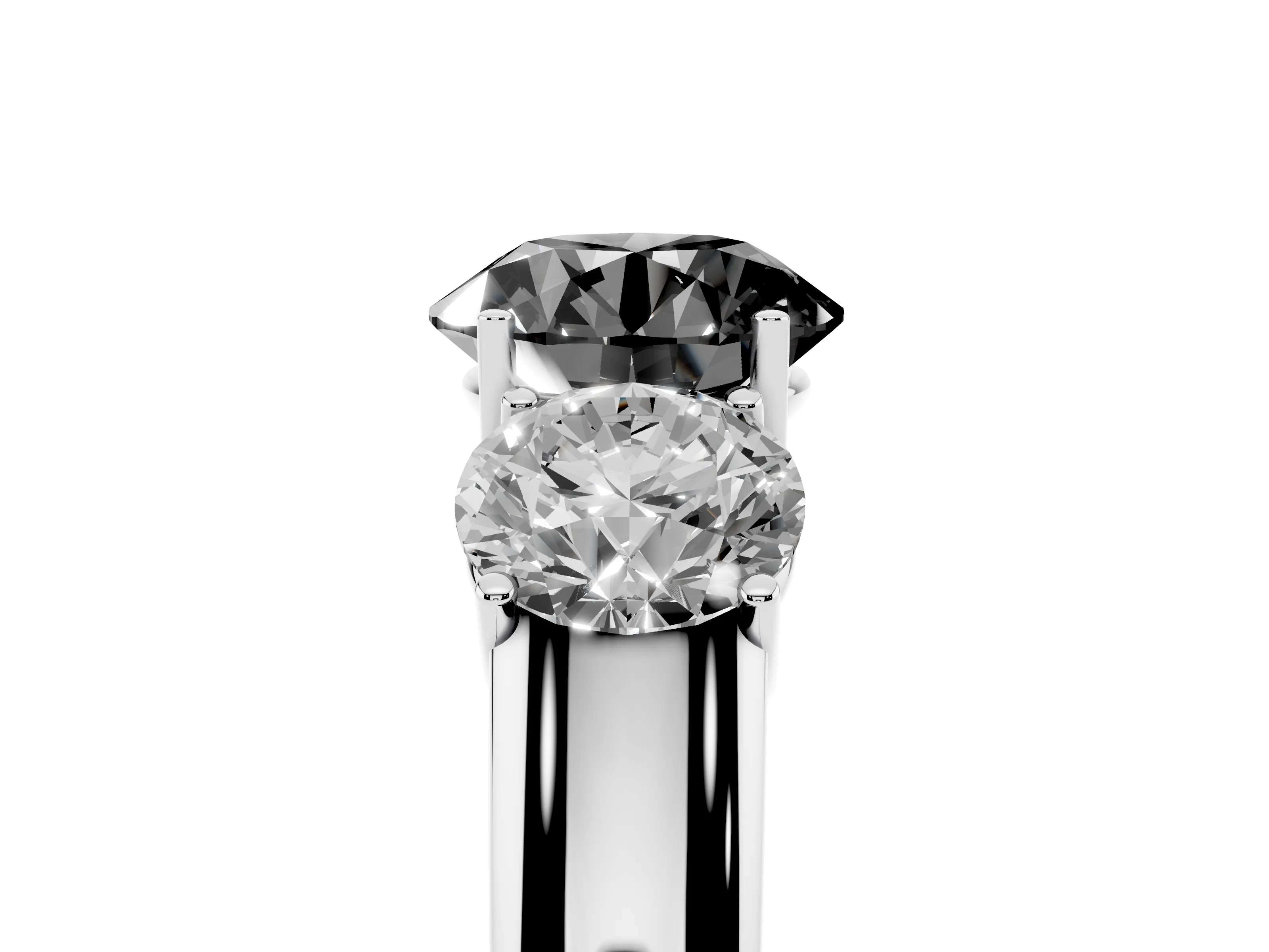 Fancy Black Three-Stone Round Cut Diamond Ring Set in Platinum with Matching Prong Settings and Plain Band