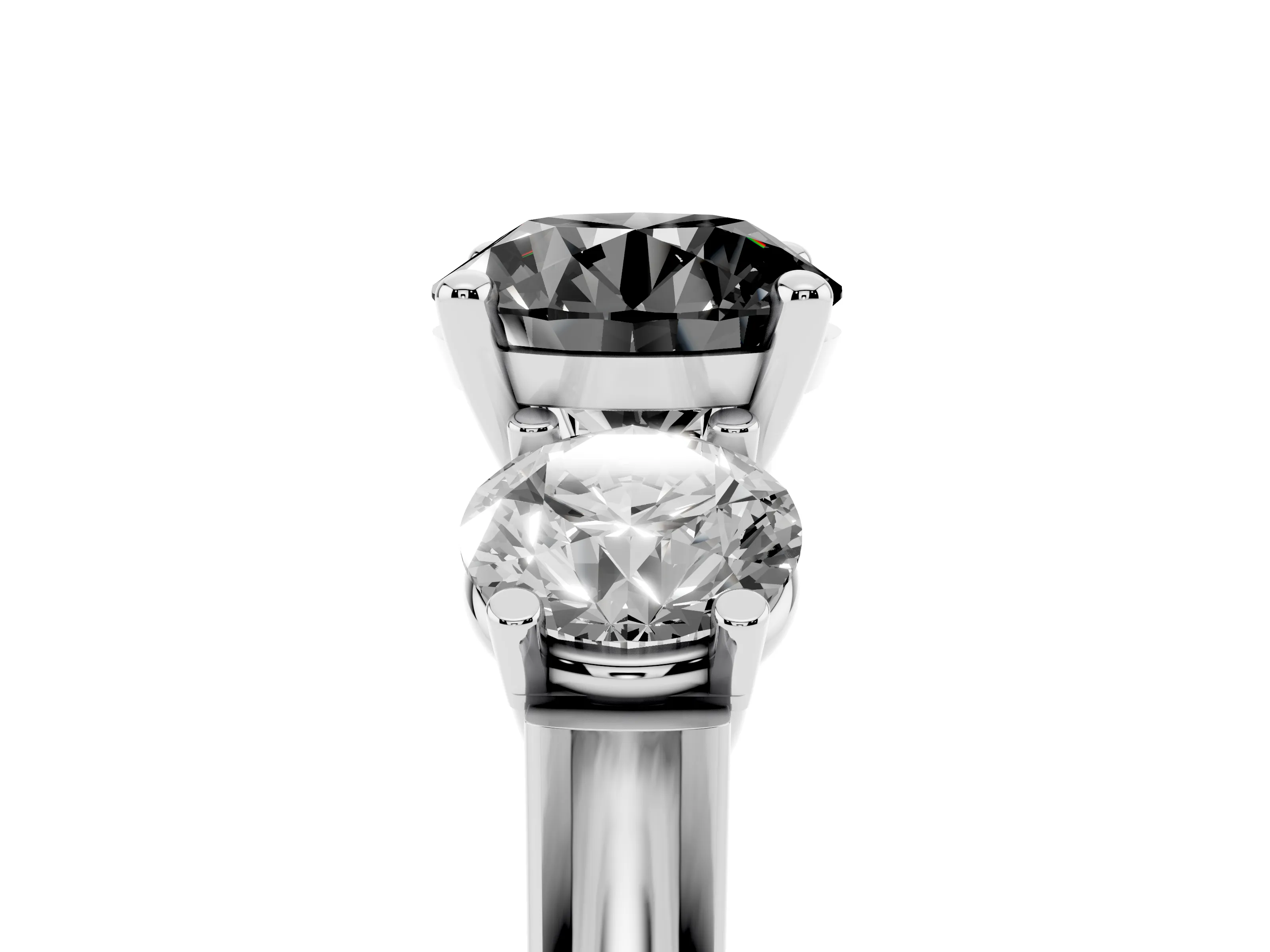 Fancy Black Round Cut Diamond Three-Stone Trellis Ring Set in Platinum with Comfort Fit Band