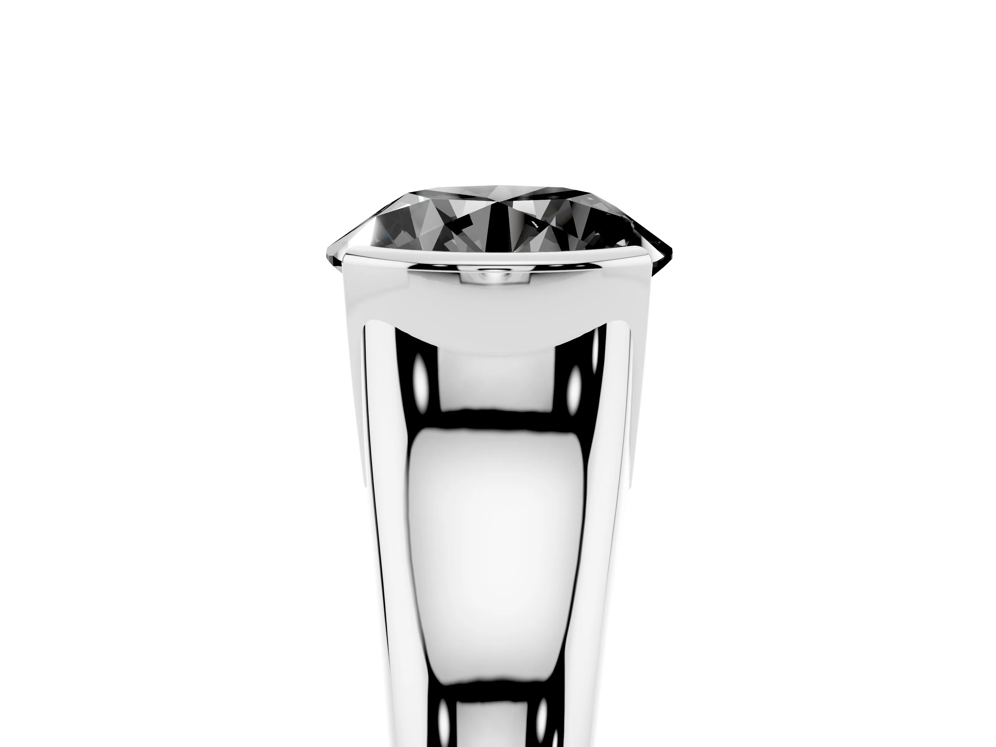 Fancy Black Round Cut Diamond Solitaire Tension Set Ring Set in Platinum with Split Shank Band