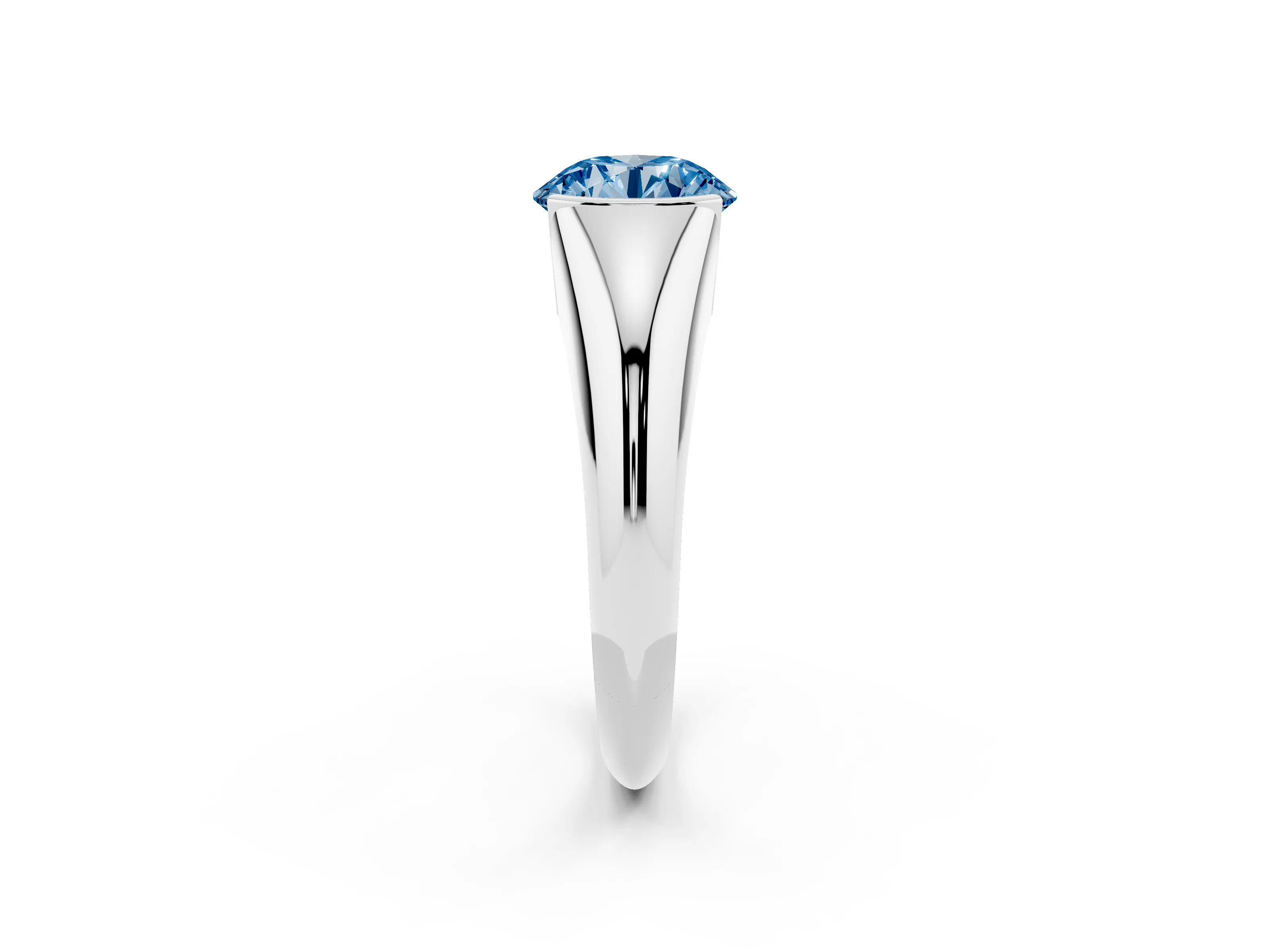 Fancy Blue Round Cut Diamond Solitaire Tension Set Ring Set in Platinum