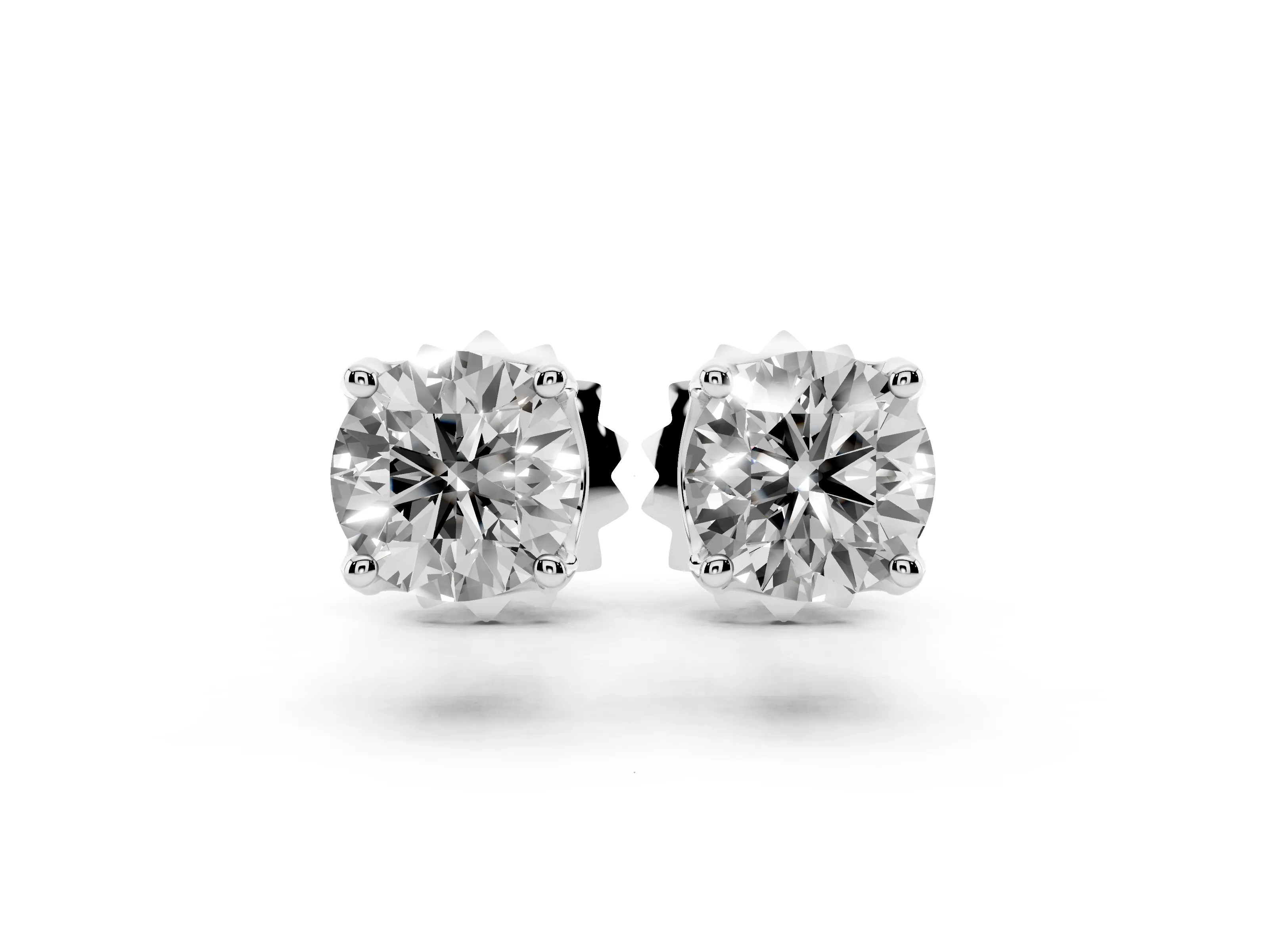 Round Lab-Grown Diamond Solitaire Stud Earrings | Basket Setting | White Gold