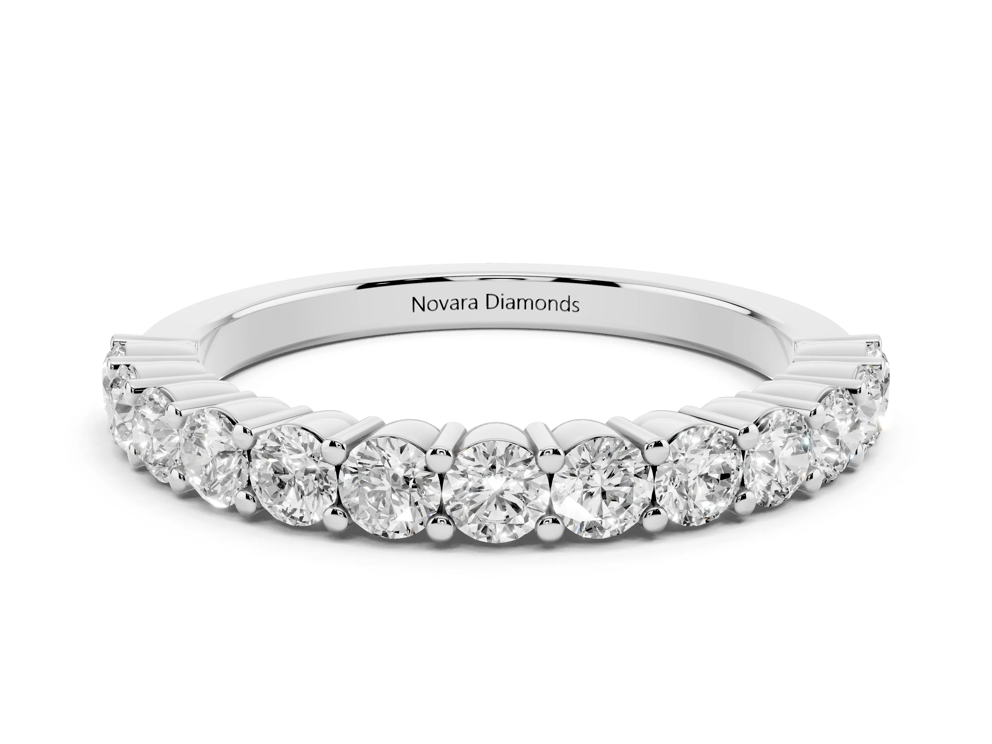 Alternating Round Diamond Promise Ring Set in Silver with Round Accent Stations