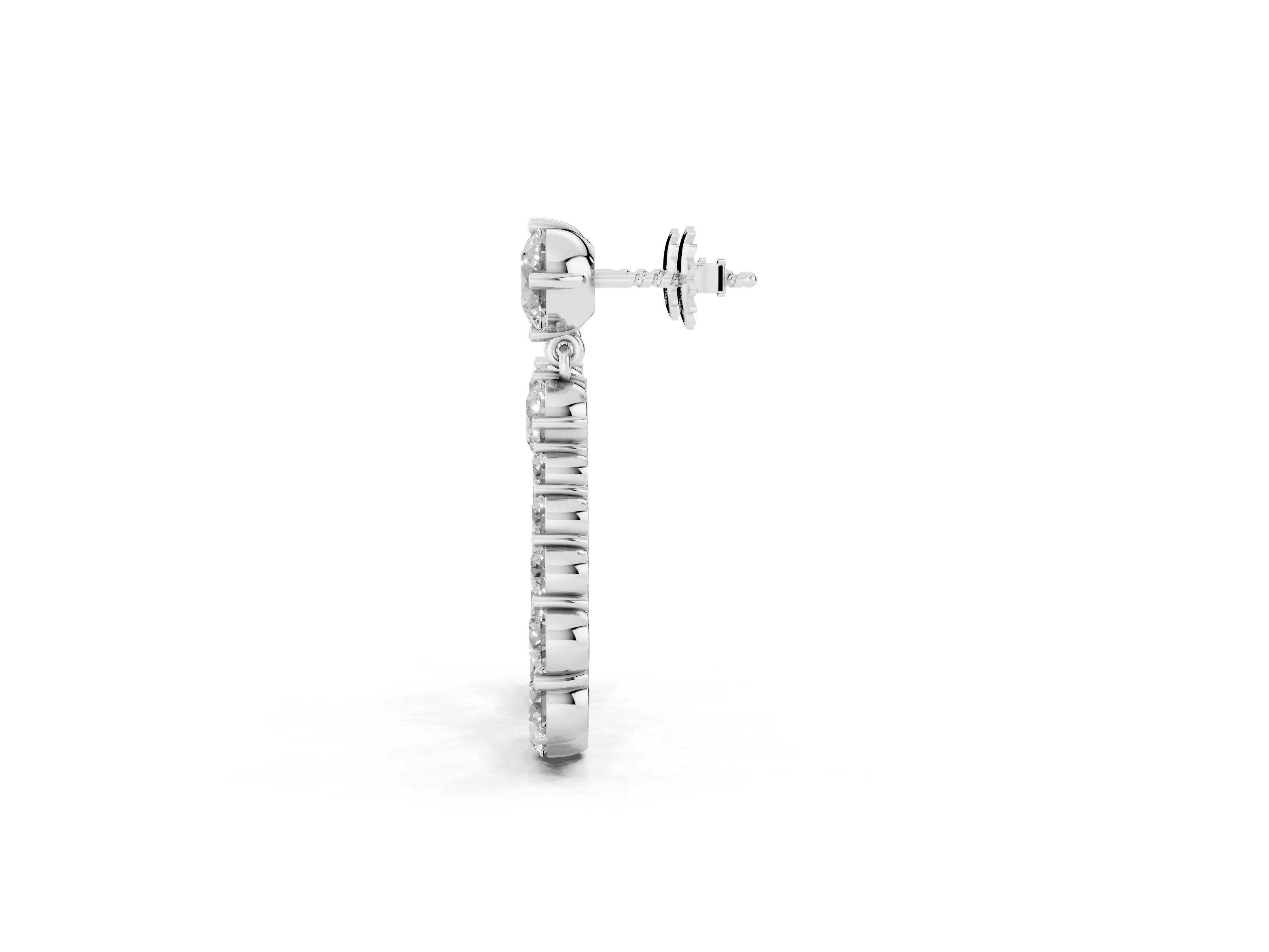 Round Lab-Grown Diamond Graduated Open Teardrop Drop Earrings | Shared Prongs | White Gold