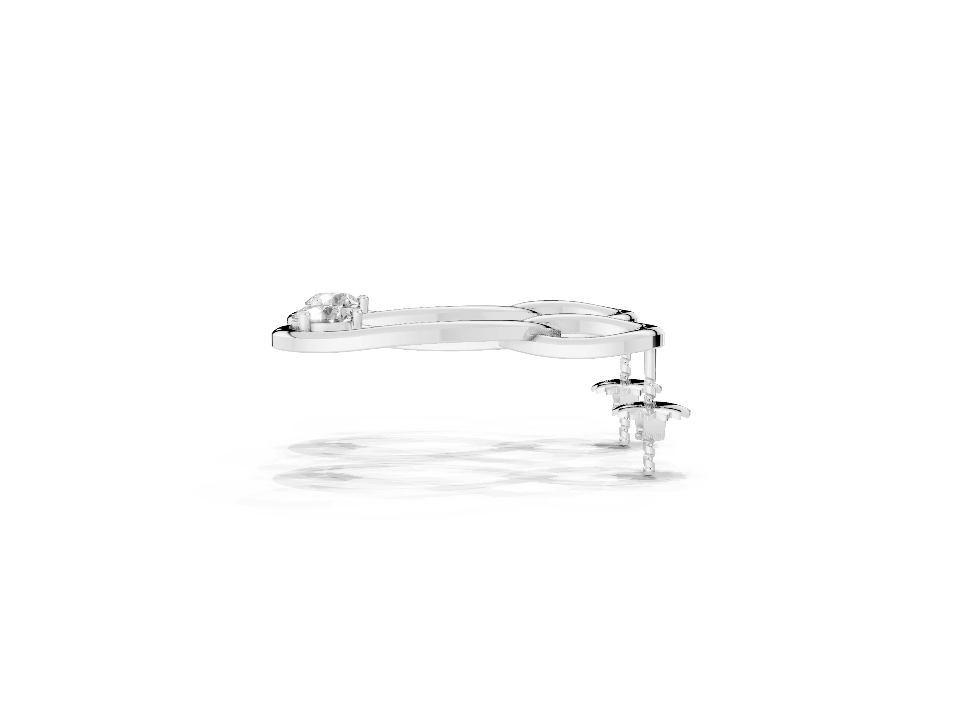 Round Lab-Grown Diamond Open Teardrop Loop Earrings | Prong-Set Stone | Sterling Silver