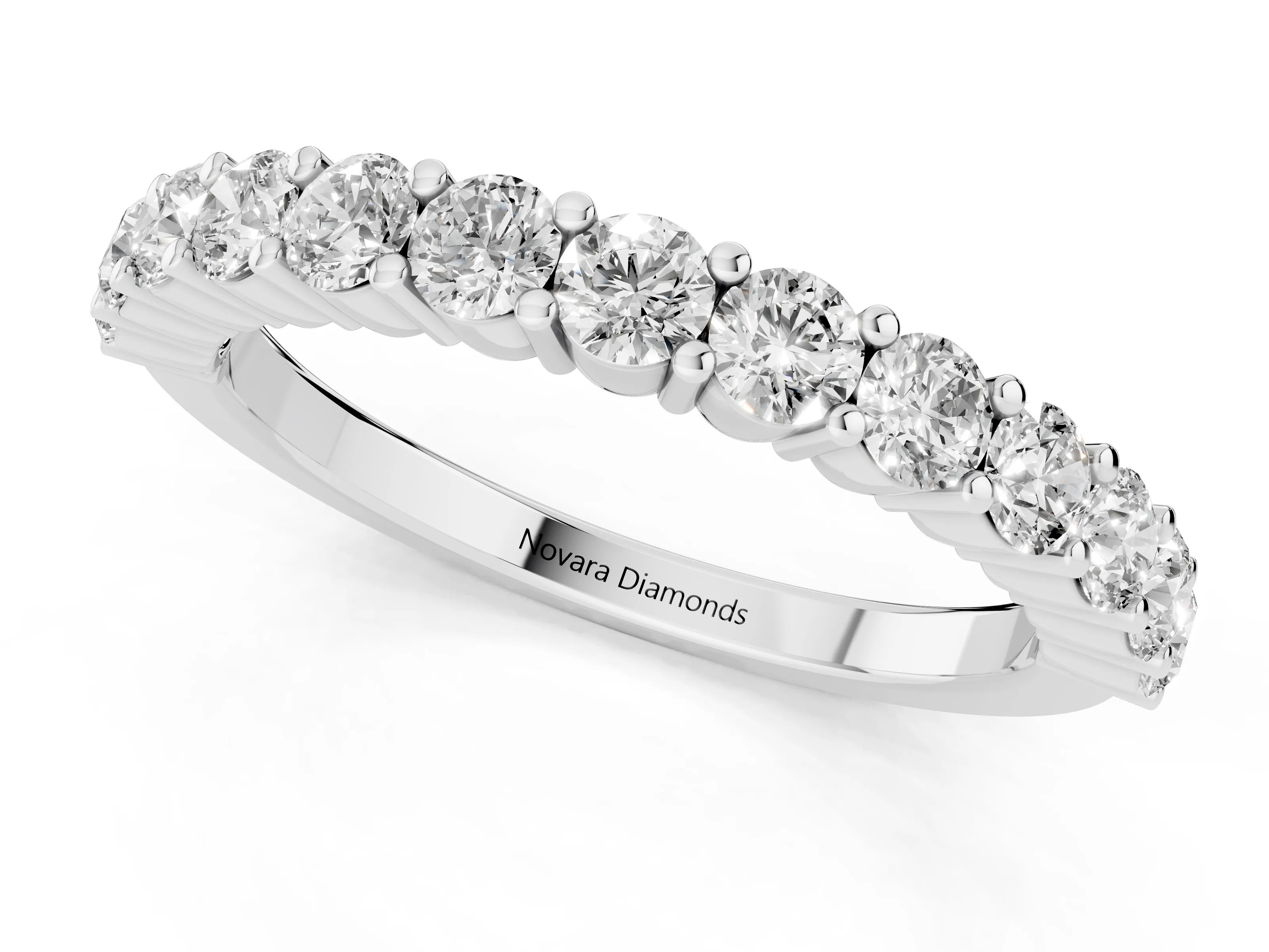 Alternating Round Diamond Promise Ring Set in Silver with Round Accent Stations